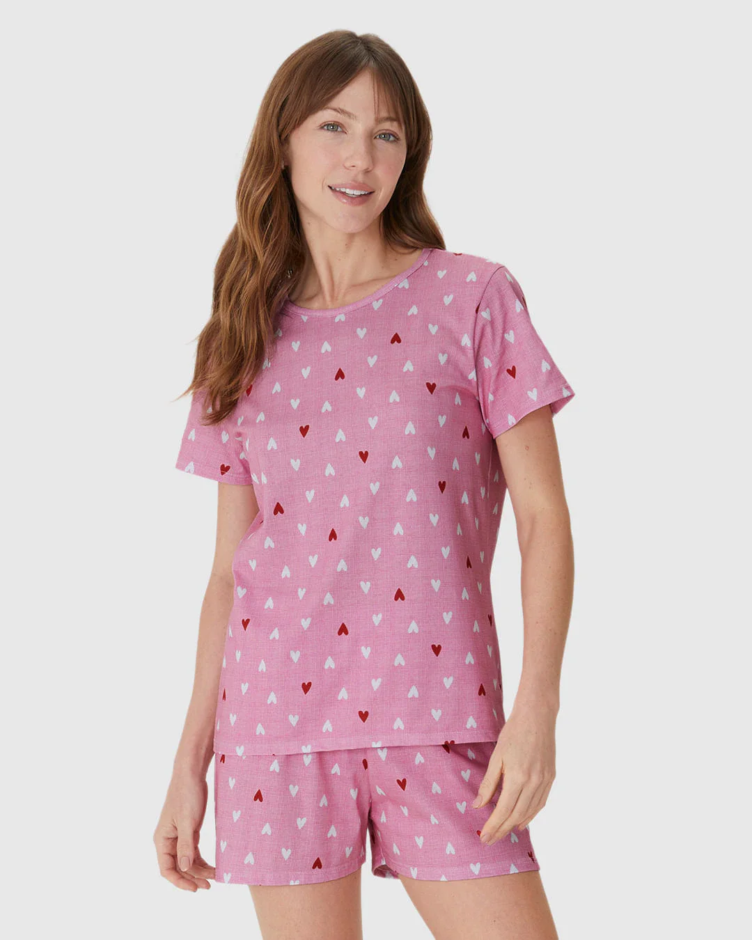 Pijama Curto Feminino Blusa E Shorts Estampado Em Algodão