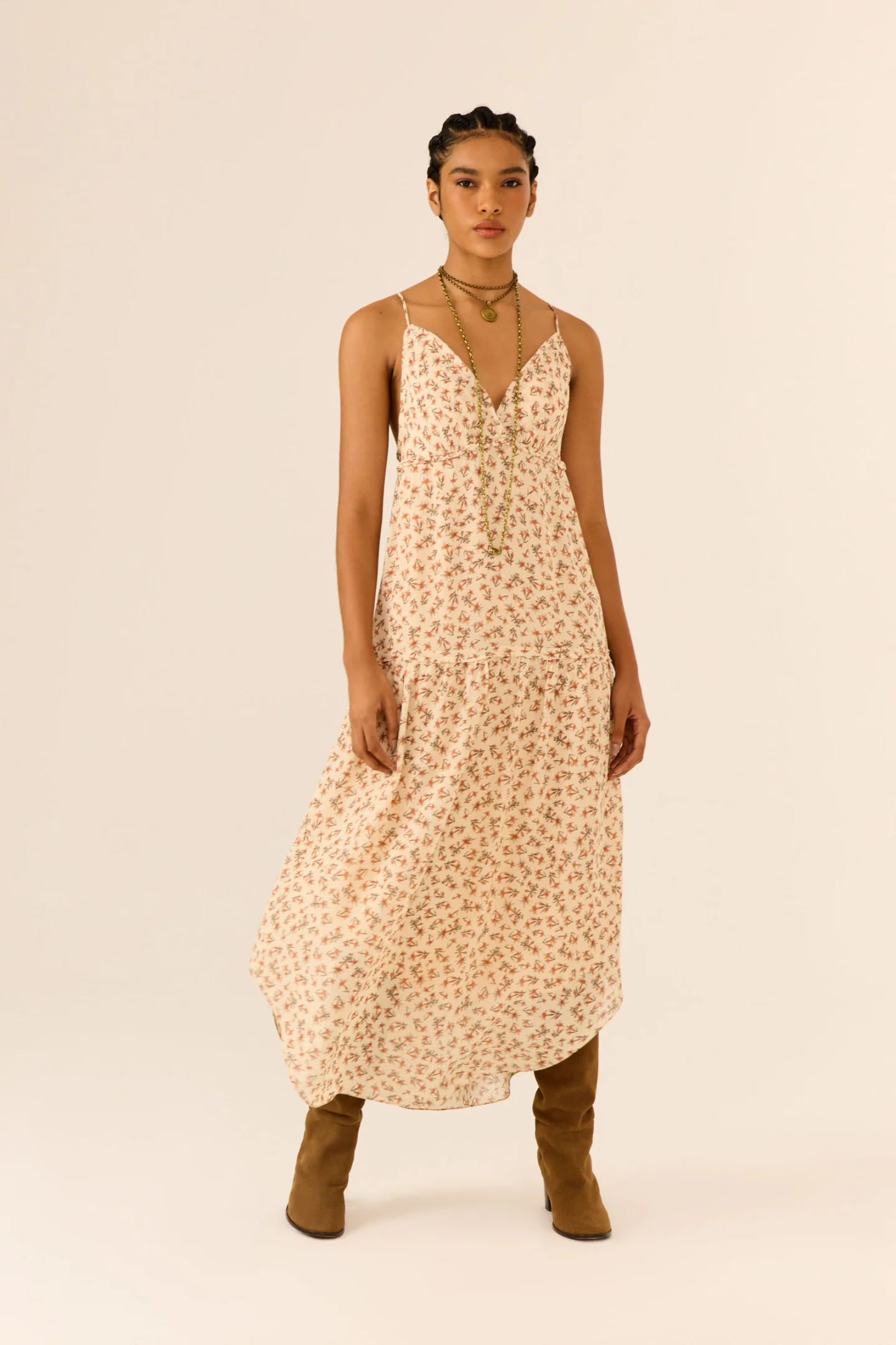 Vestido Midi Ggt Estampa Magnólia Floral