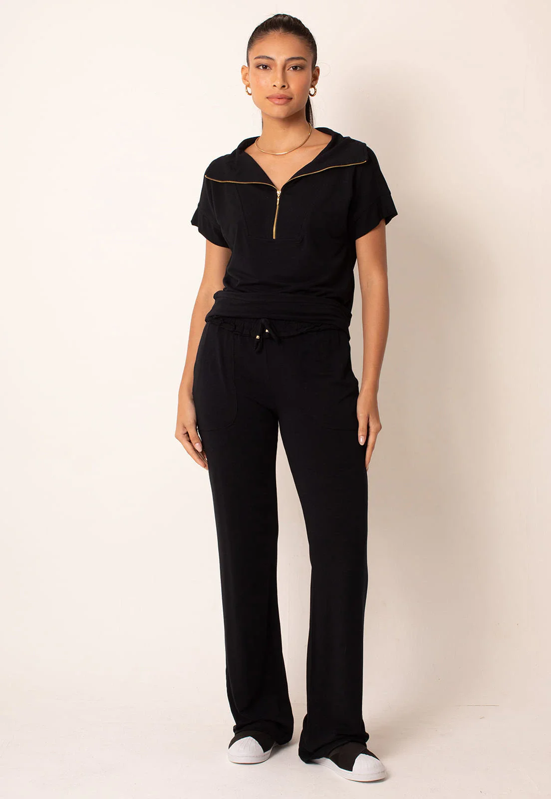 Calça Reta Conforto com Cós Elástico