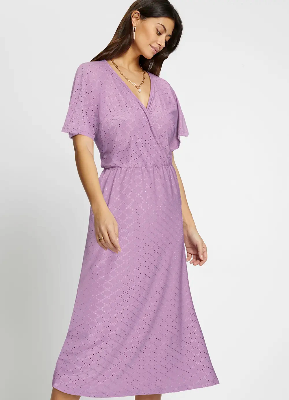 bonprix - Vestido Roxo em Malha Laise