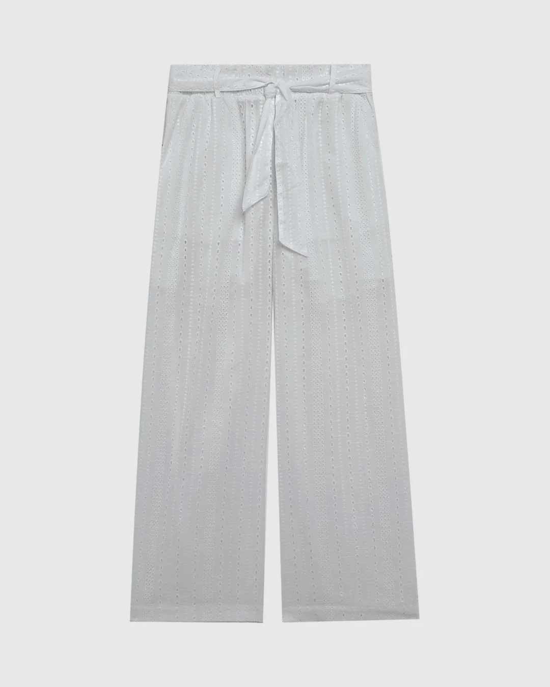 Calça Wide Leg Feminina Faixa Na Cintura Em Laise