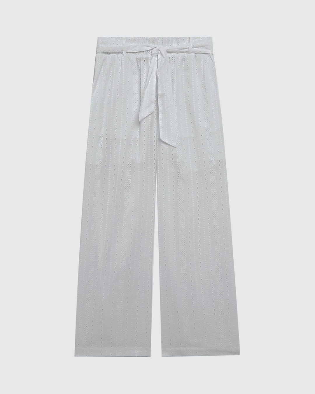 Calça Wide Leg Feminina Faixa Na Cintura Em Laise