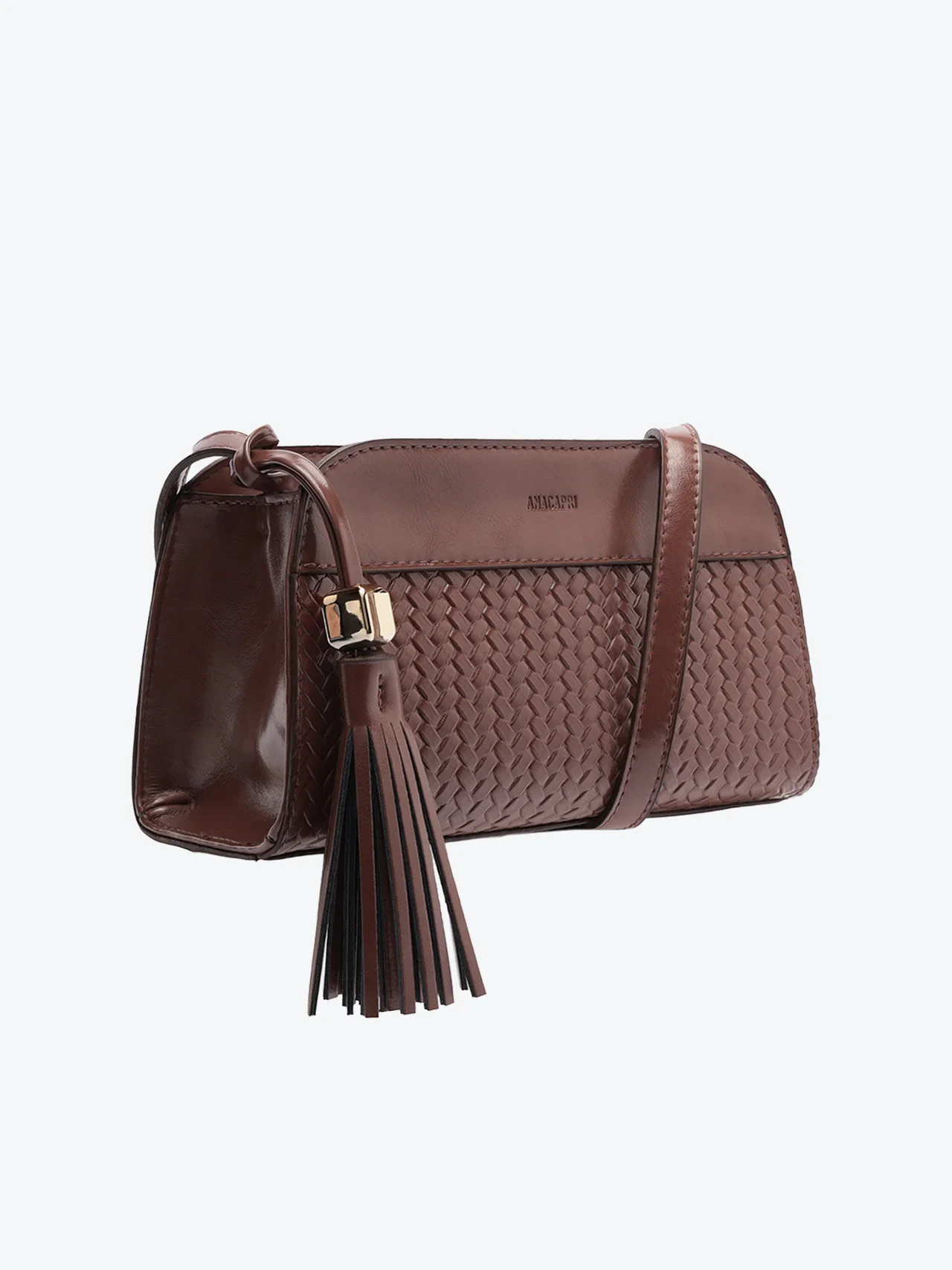 Bolsa Tiracolo Média Tramado Marrom