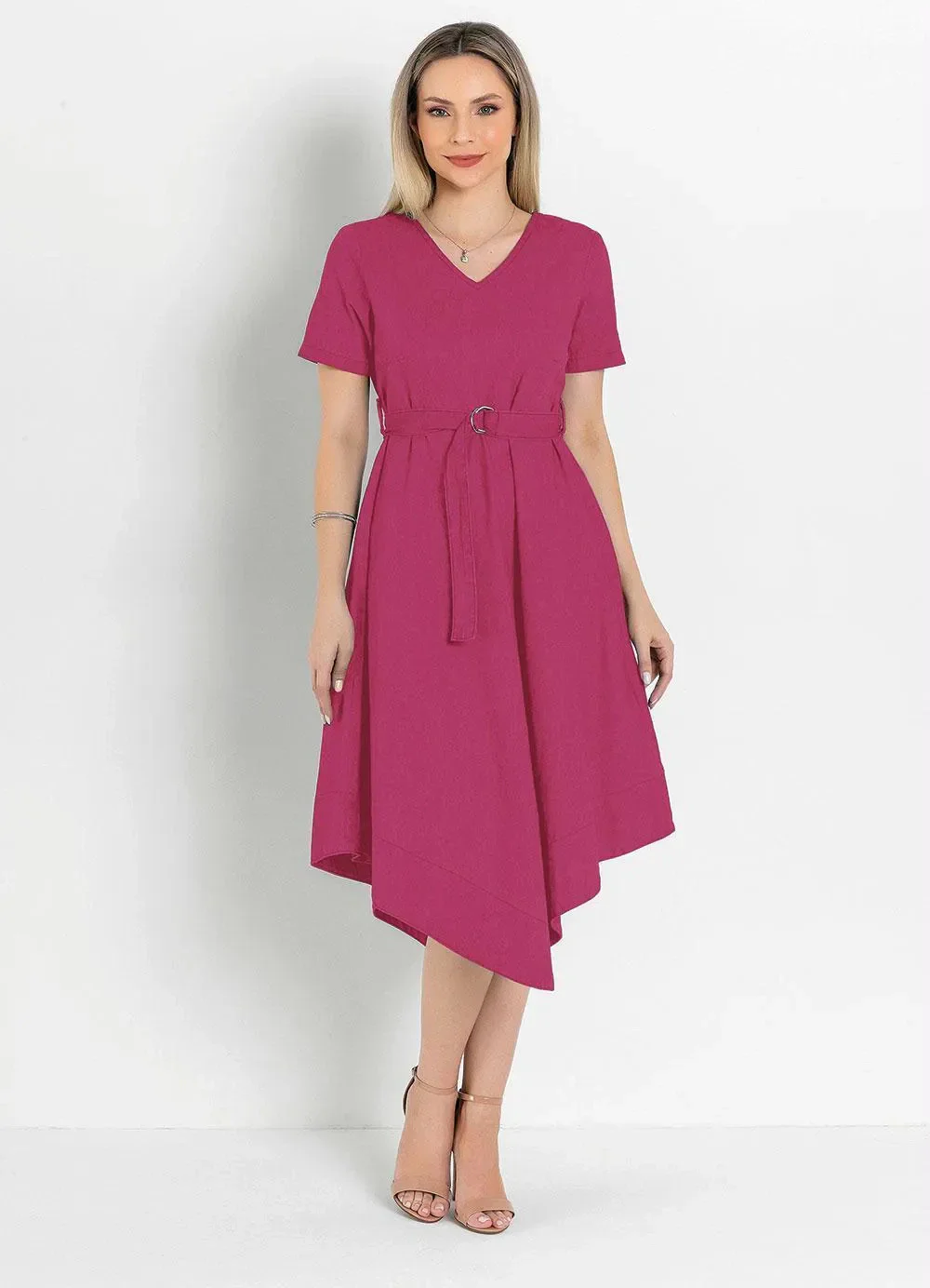 Rosalie - Vestido com Cinto Jeans Pink