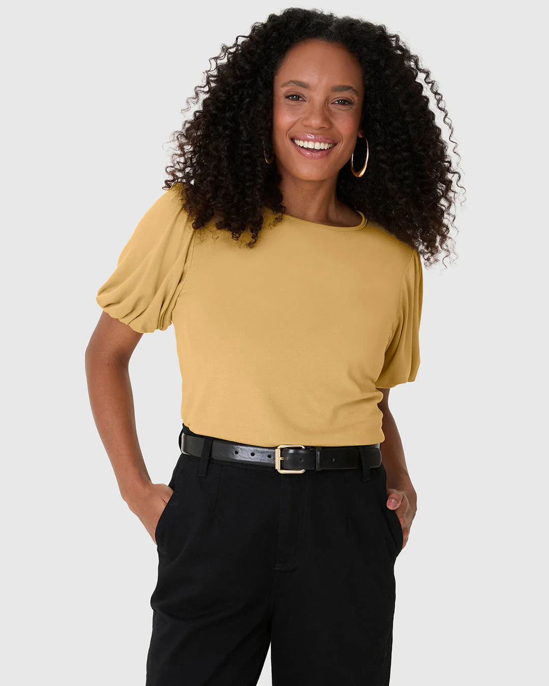 Blusa Ampla Feminina Manga Bufante Em Malhão Viscose Stretch