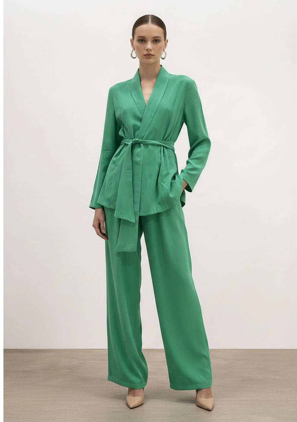 Calça Reta Alta Verde