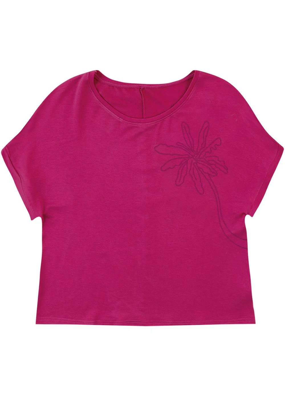 Malwee - Blusa Ampla Palmeira em Moletinho Fúcsia