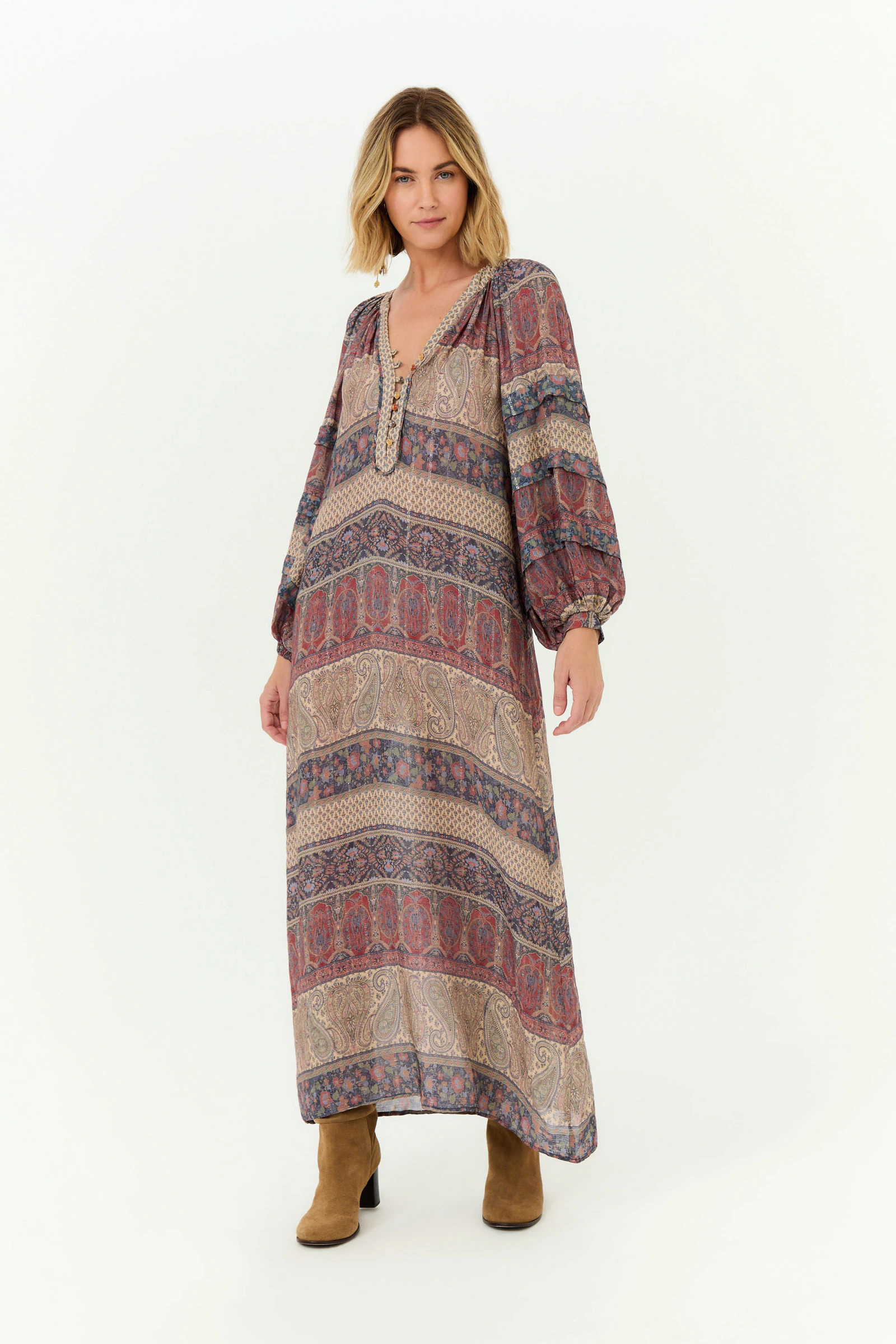 Vestido Longo Mix Estampa Geranium