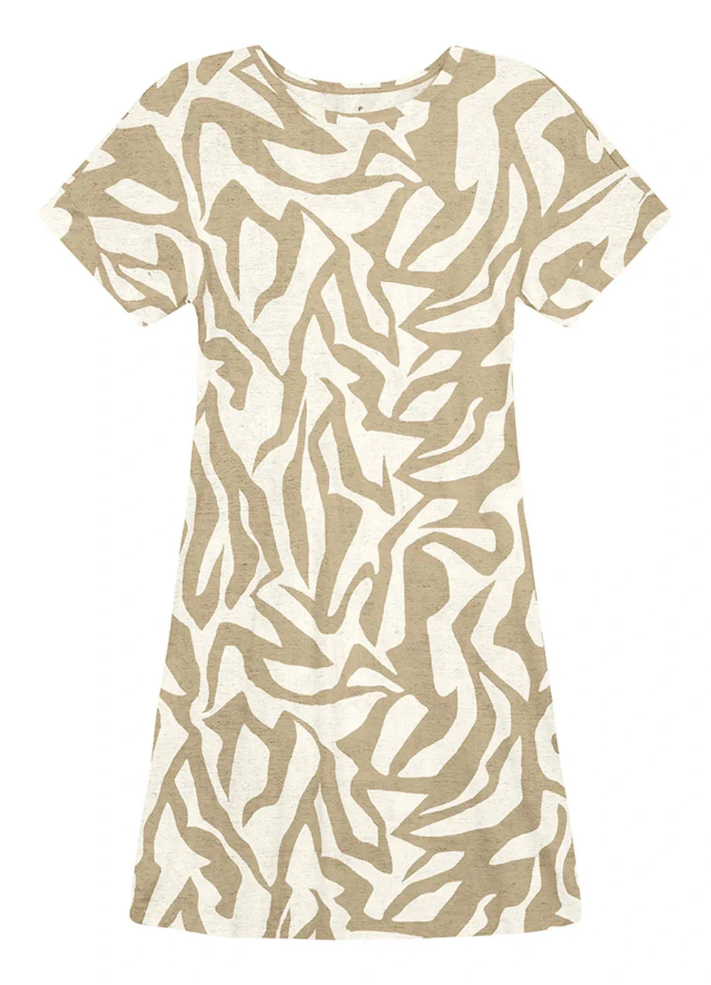 Malwee - Vestido Curto Amplo Orgânica Off White
