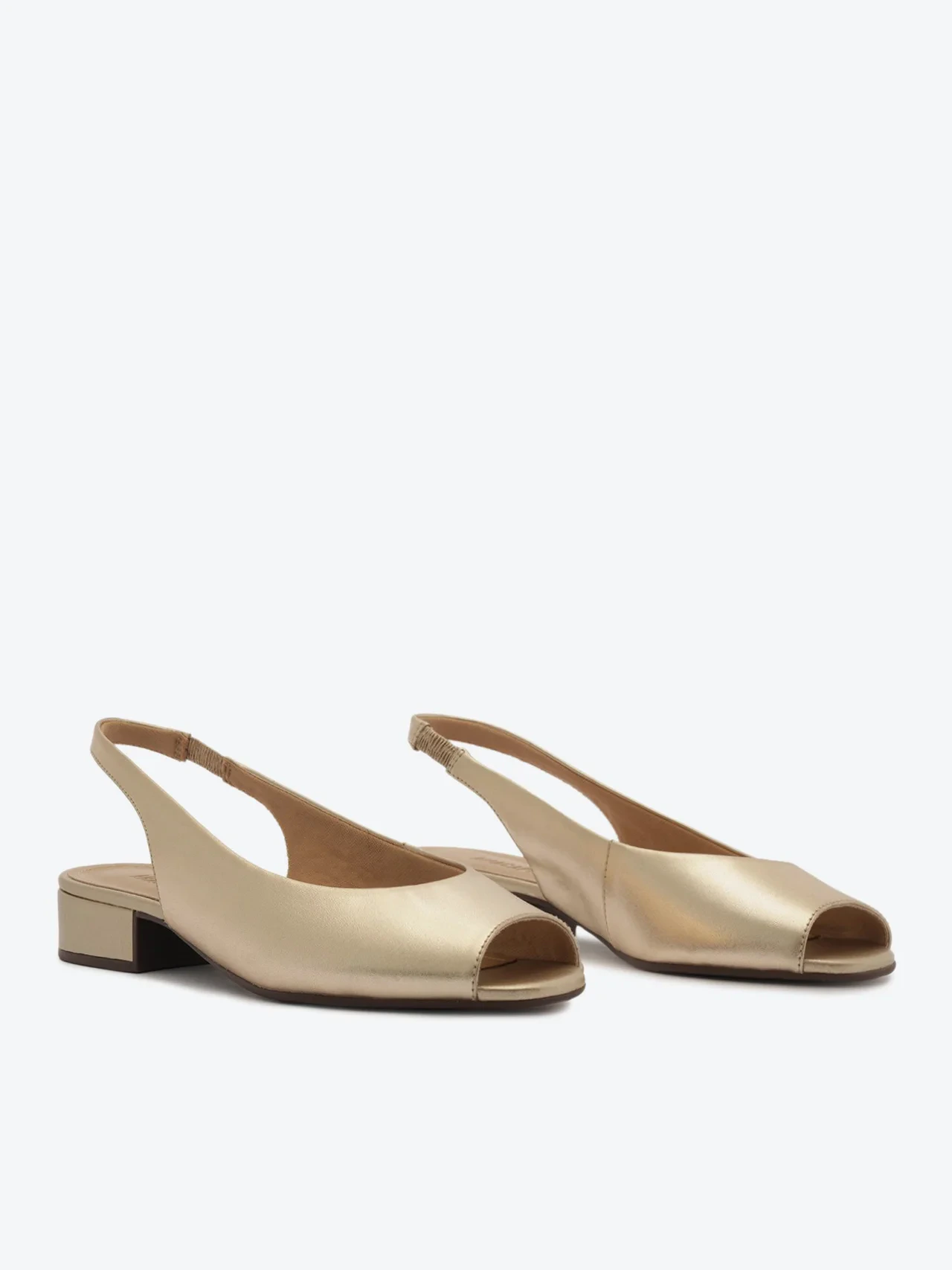 Sandália Slingback Peep Toe Dourada