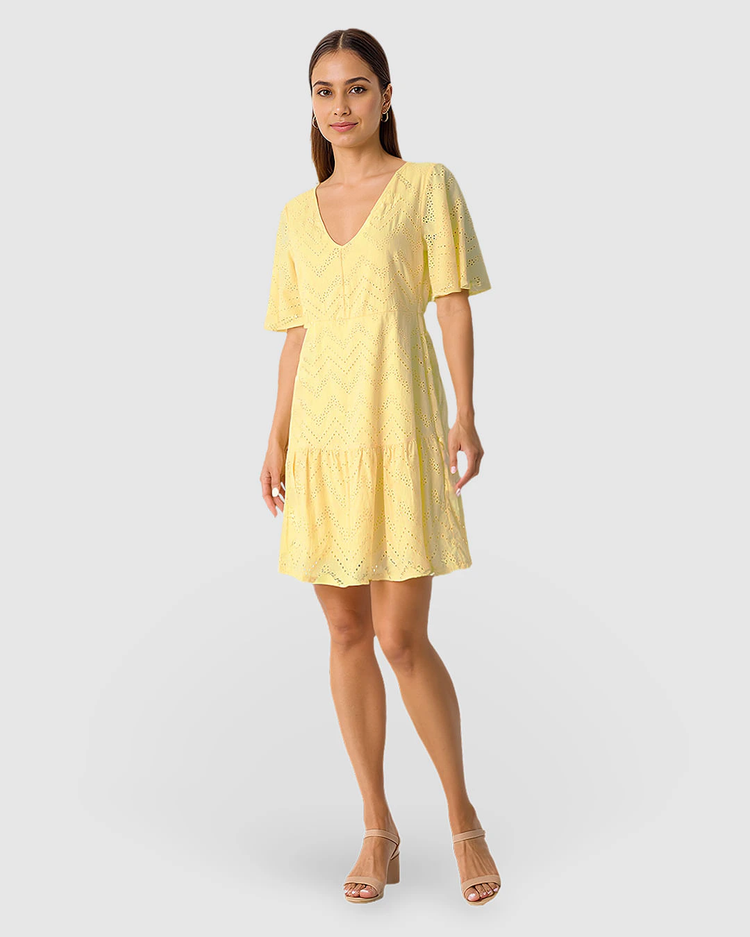 Vestido Feminino Amplo Decote V Em Laise Algodão