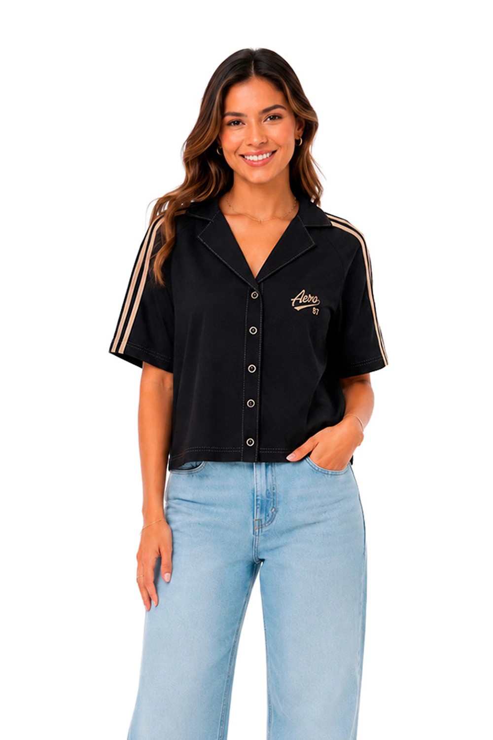 Camisa Feminina Manga Curta Aéropostale PRETO