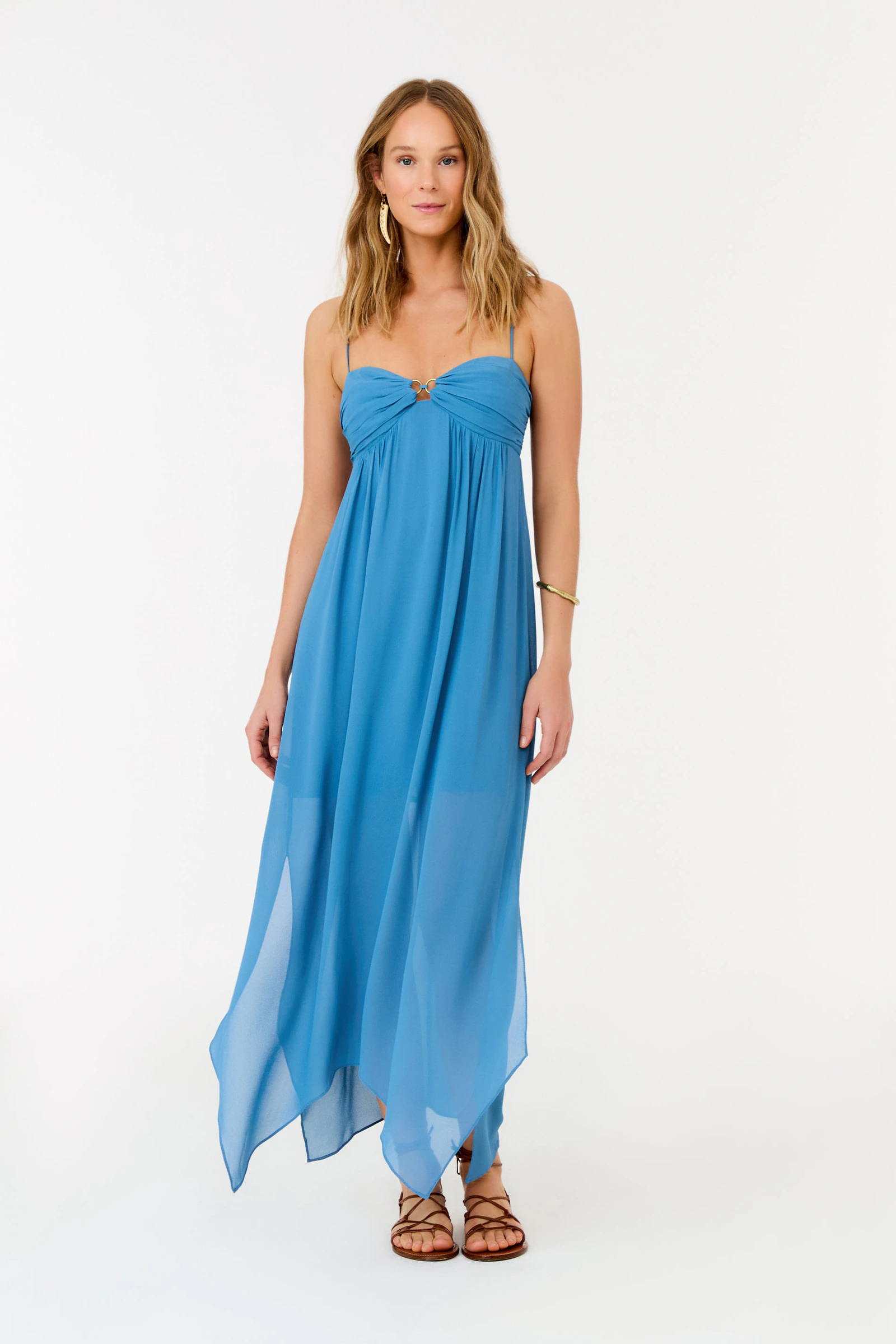 Vestido Midi Ggt Busto Franzido