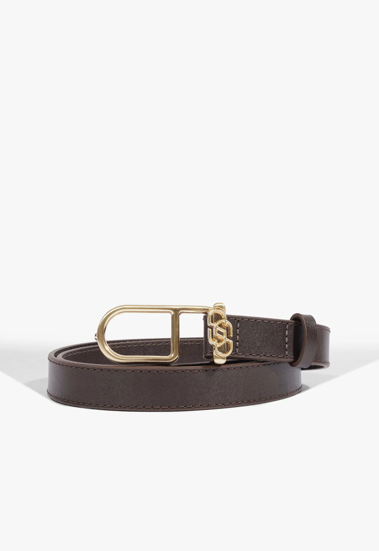 Cinto Fino Fivela Croco Marrom