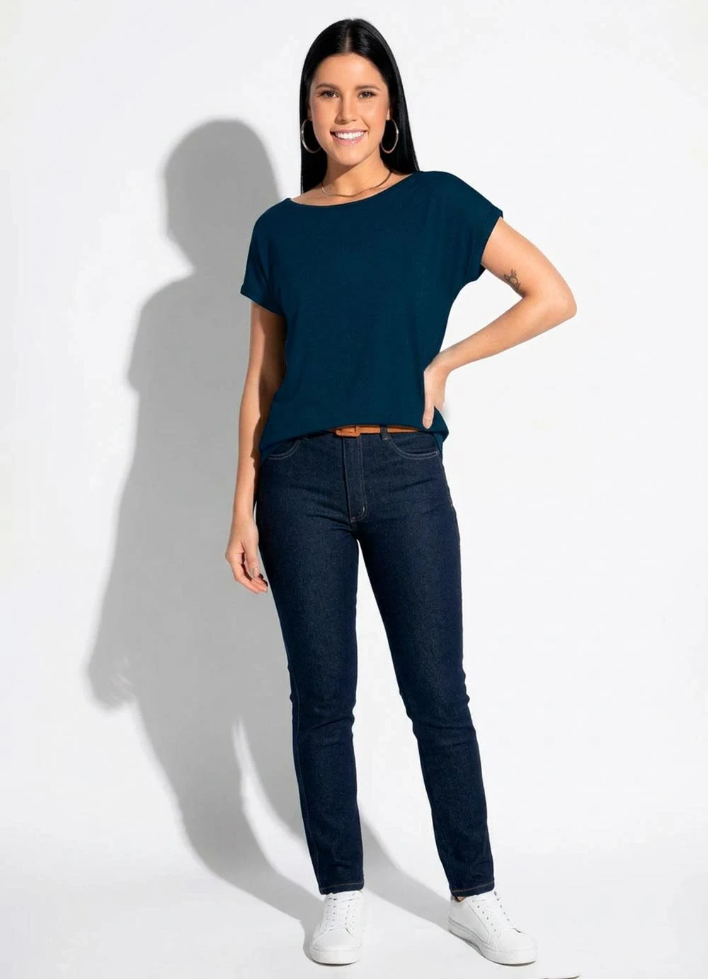 Quintess - Blusa com Mangas Curtas Marinho
