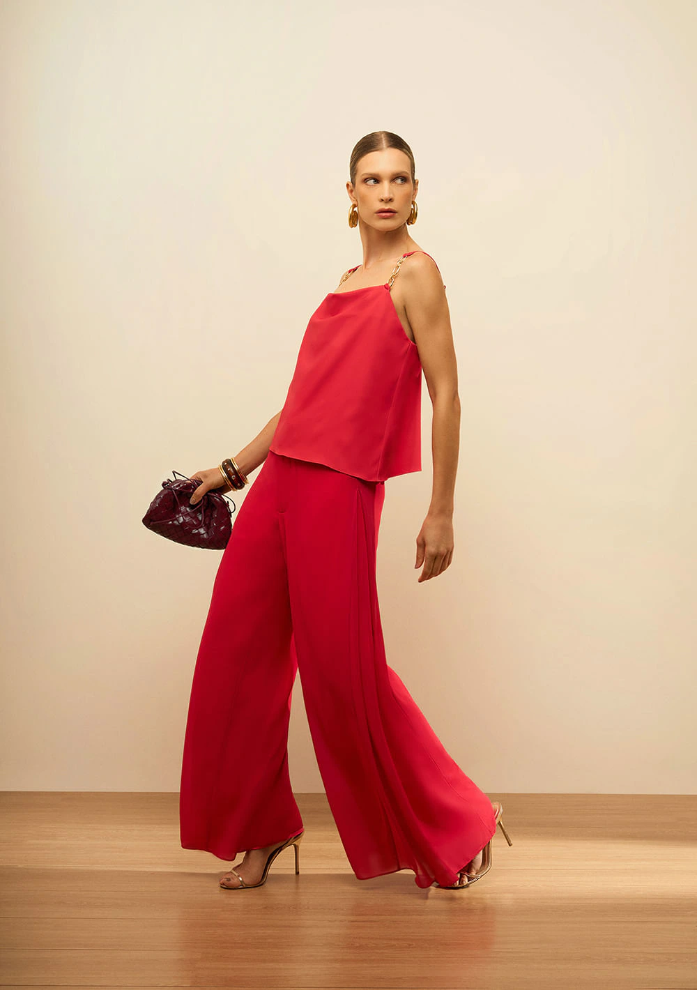 Calça Maria.Valentina Pantalona Alta Rosa