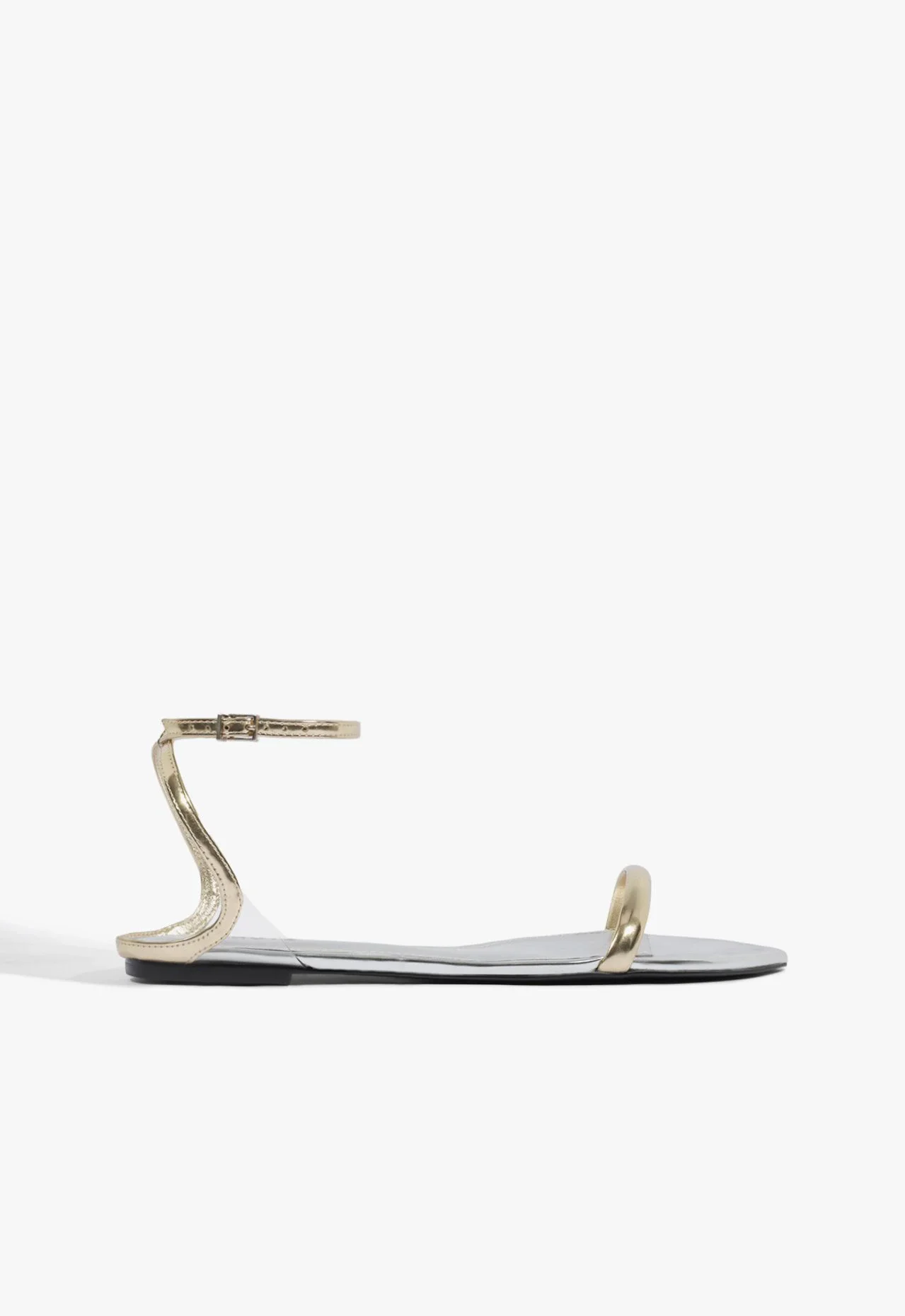 Sandália Skye Flat Couro Dourado e Prata