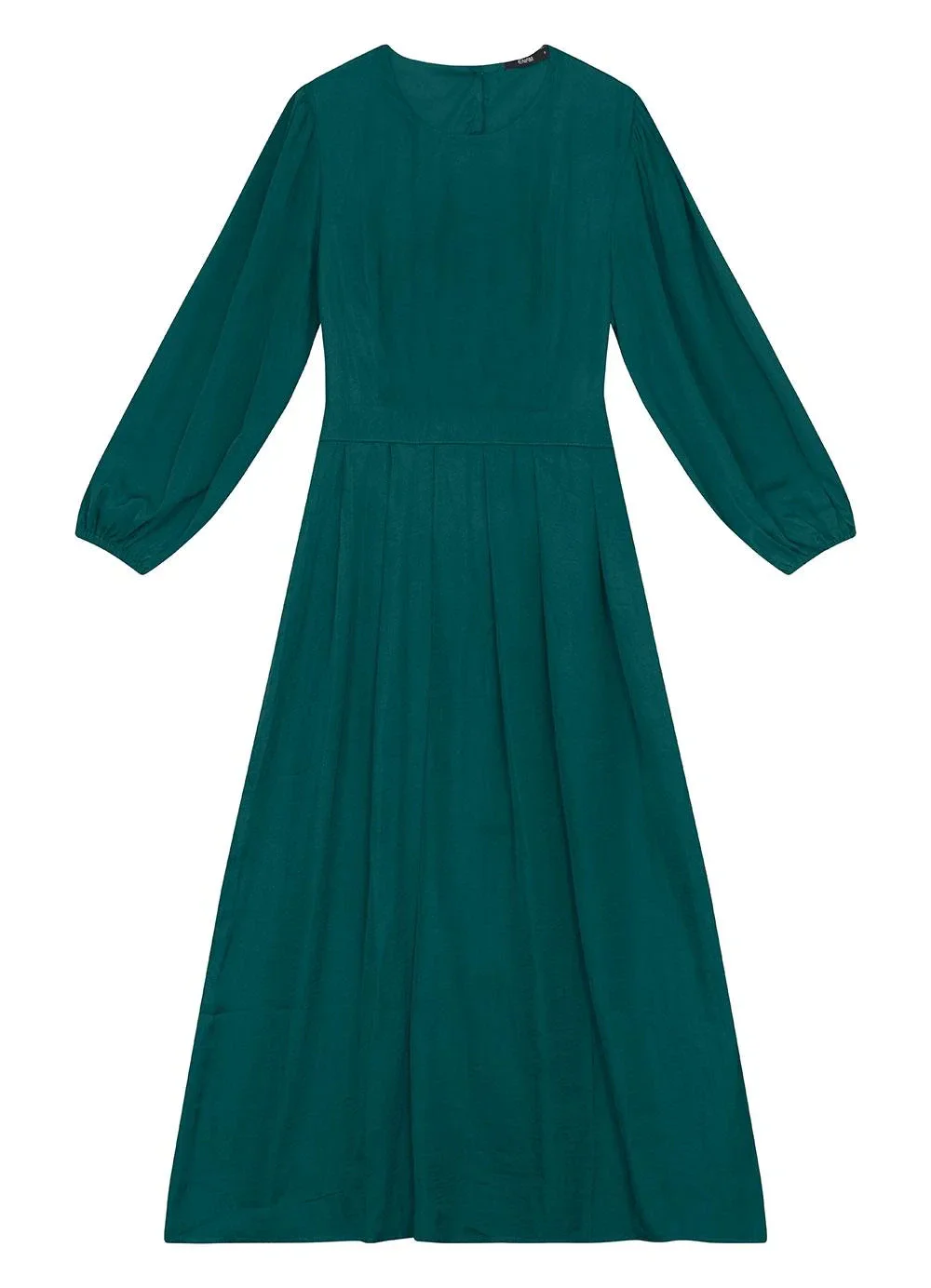 Enfim - Vestido Midi Evasê Acetinado Verde Petróleo