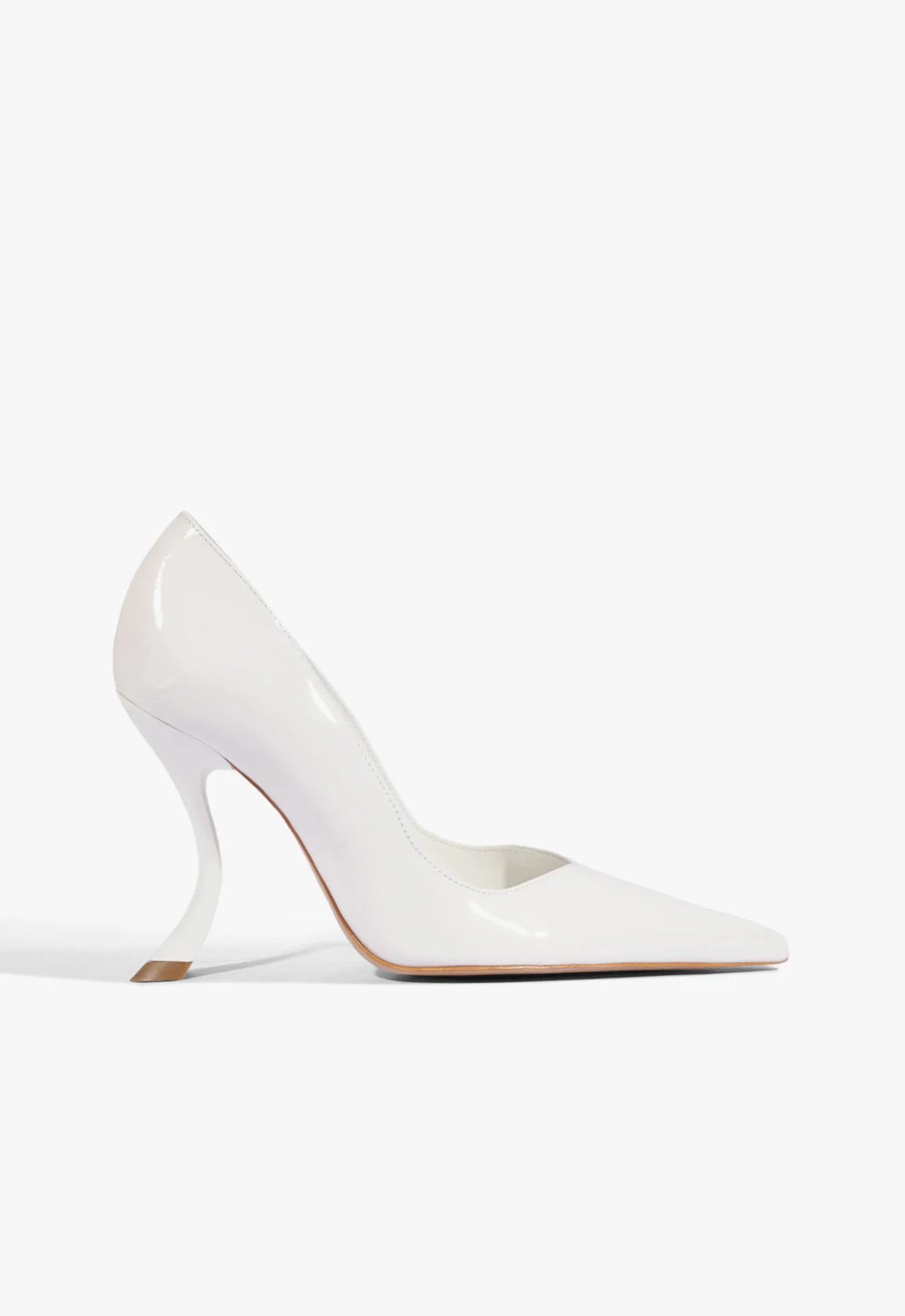 Scarpin Bico Fino Couro Branca