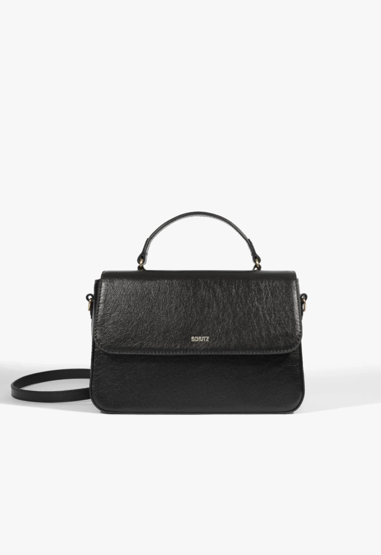 Bolsa Shoulder Média Couro Preta