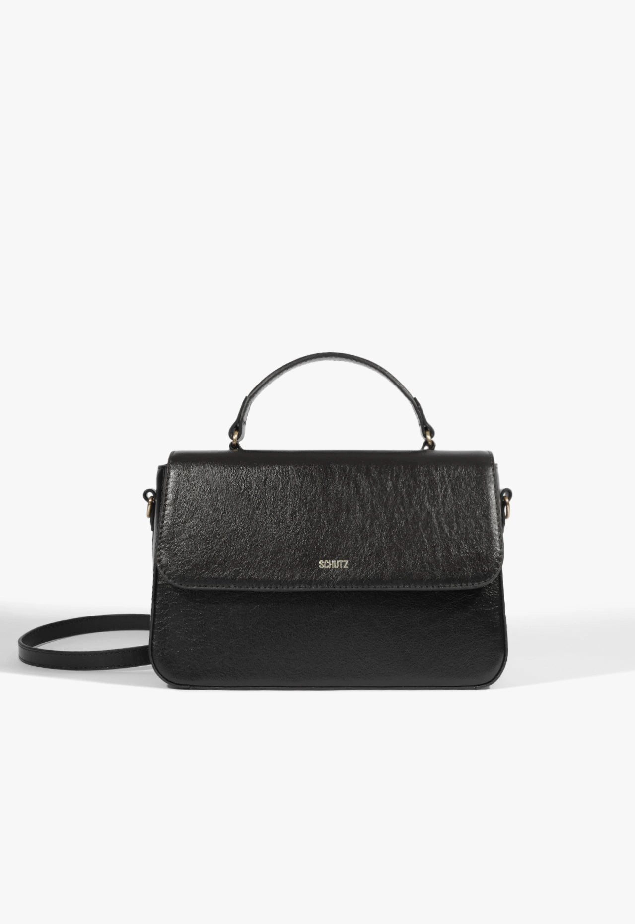 Bolsa Shoulder Média Couro Preta