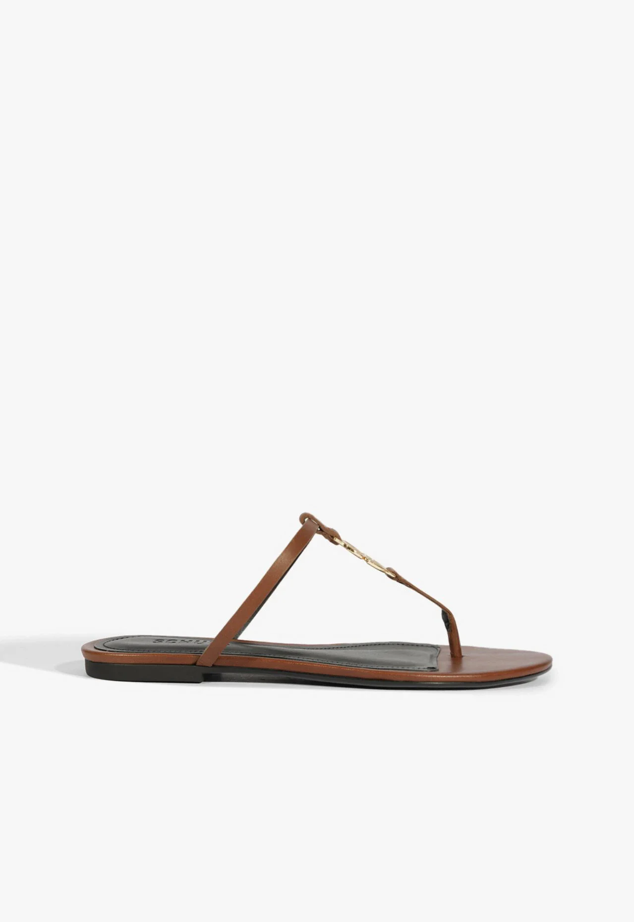 Sandália Rasteira Statement Flats Couro Marrom