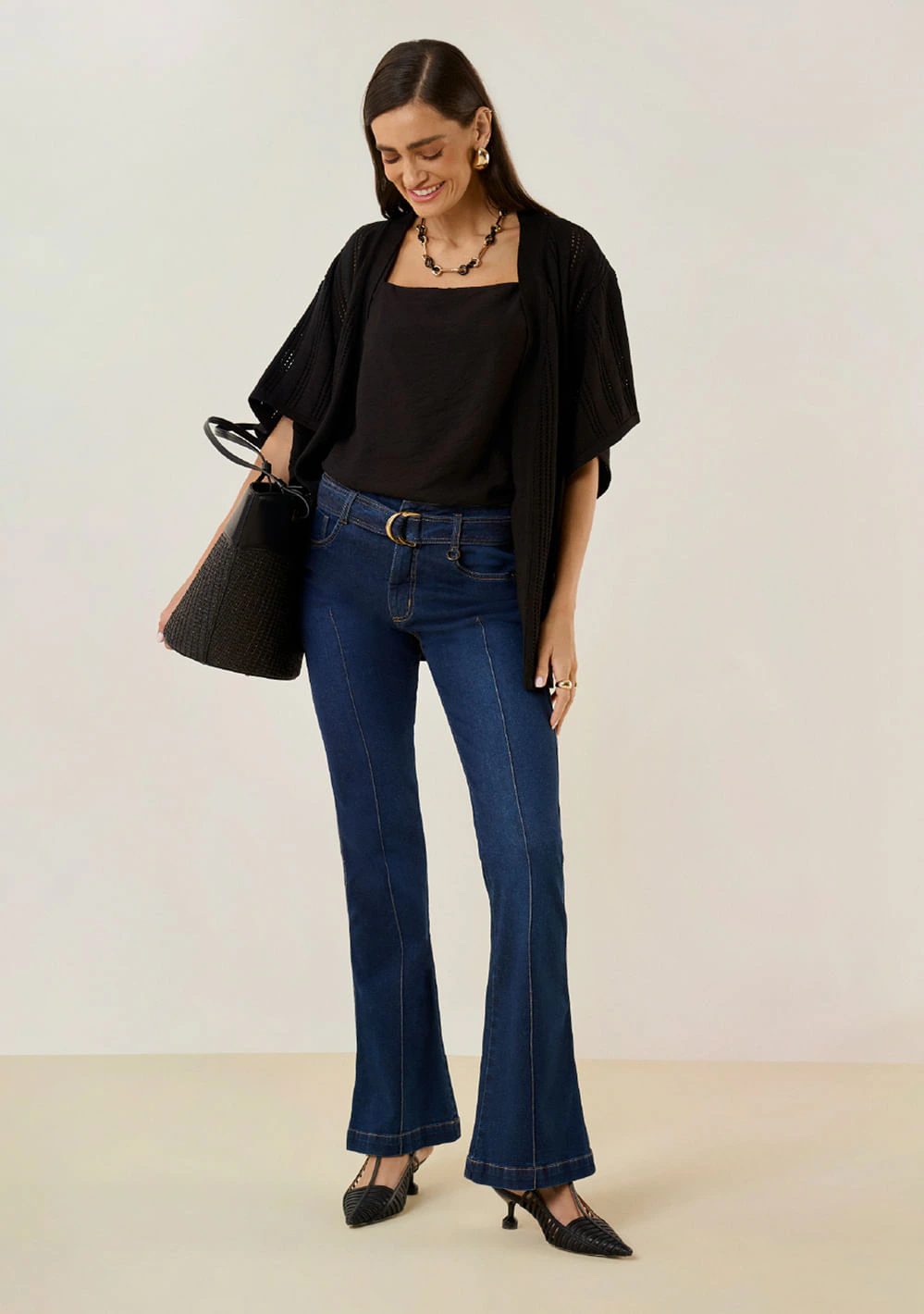 Calça Maria.Valentina Boot Cut Alta Azul
