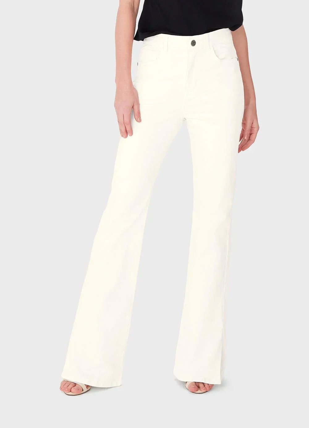 Enfim - Calça Flare em Sarja Cintura Alta Off White
