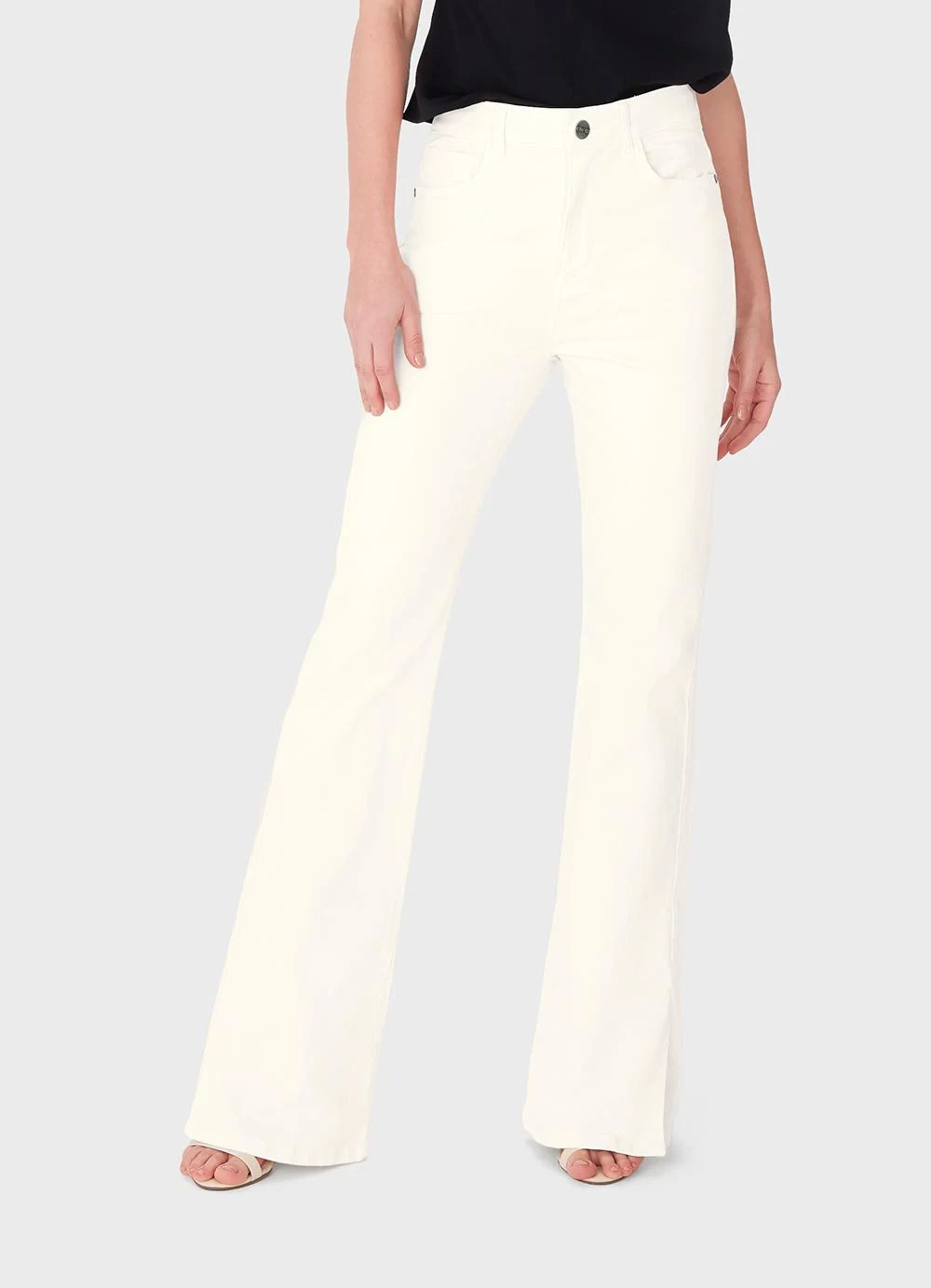 Enfim - Calça Flare em Sarja Cintura Alta Off White