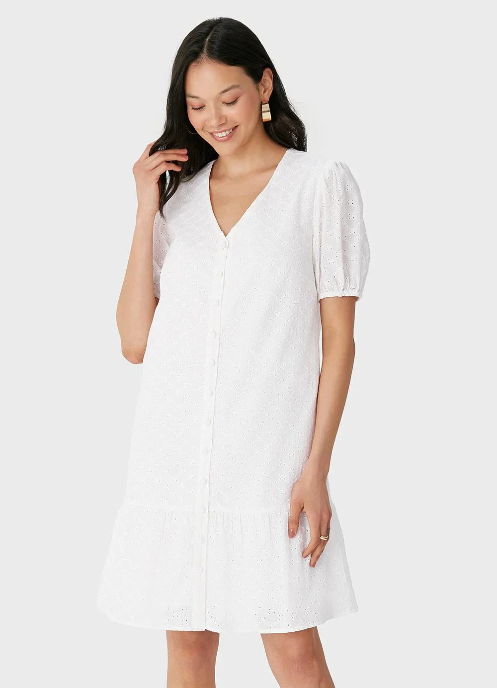 Malwee - Vestido Amplo em Laíse Branco