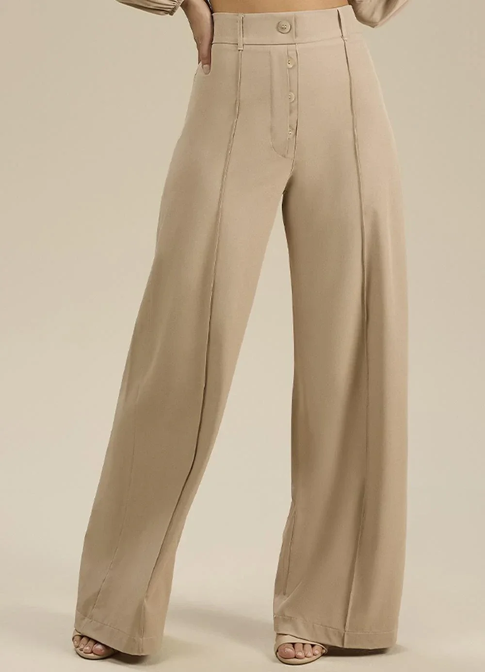 Angel - Calça Wide Alfaiataria Bege