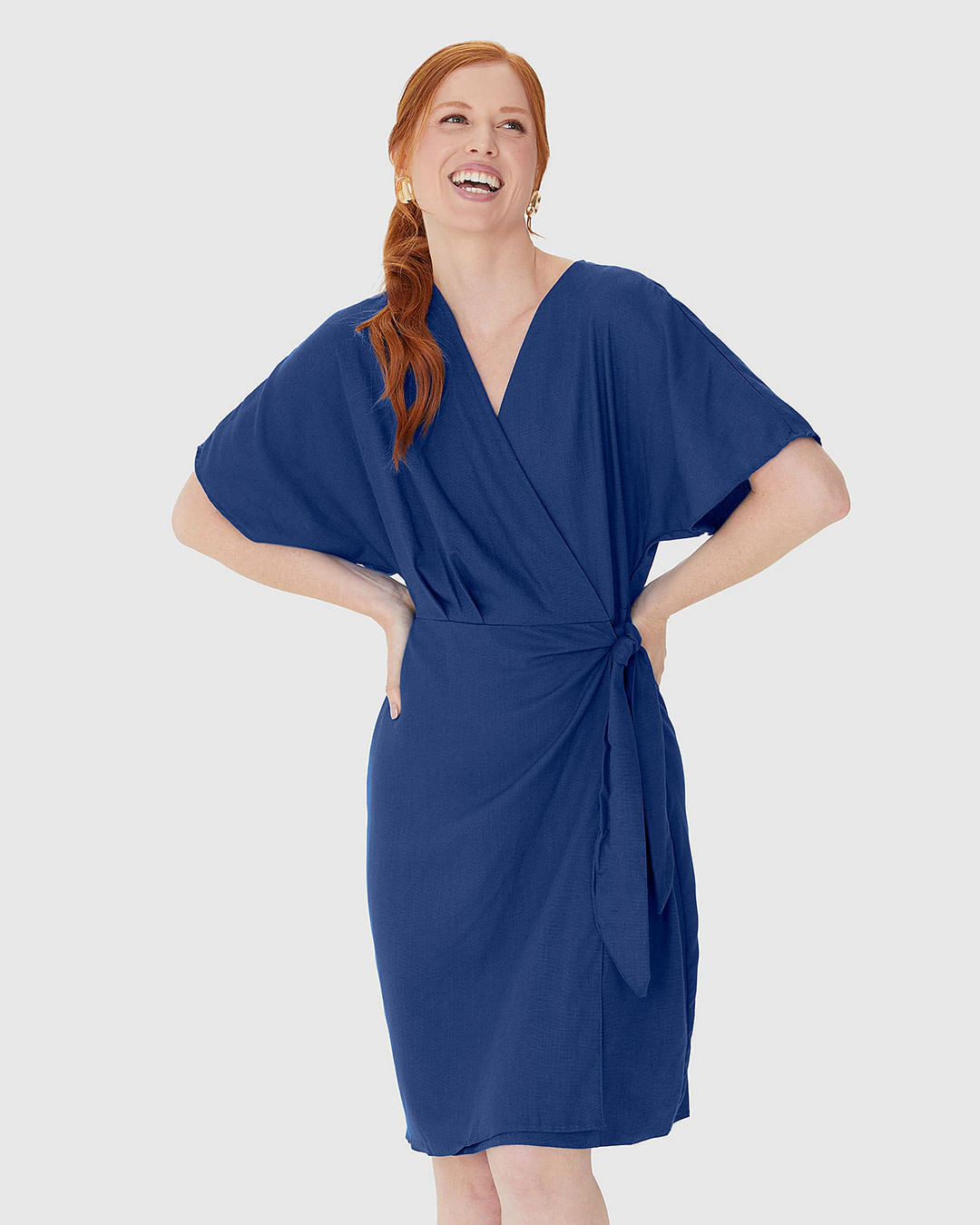 Vestido Feminino Transpassado Decote V Em Viscolinho