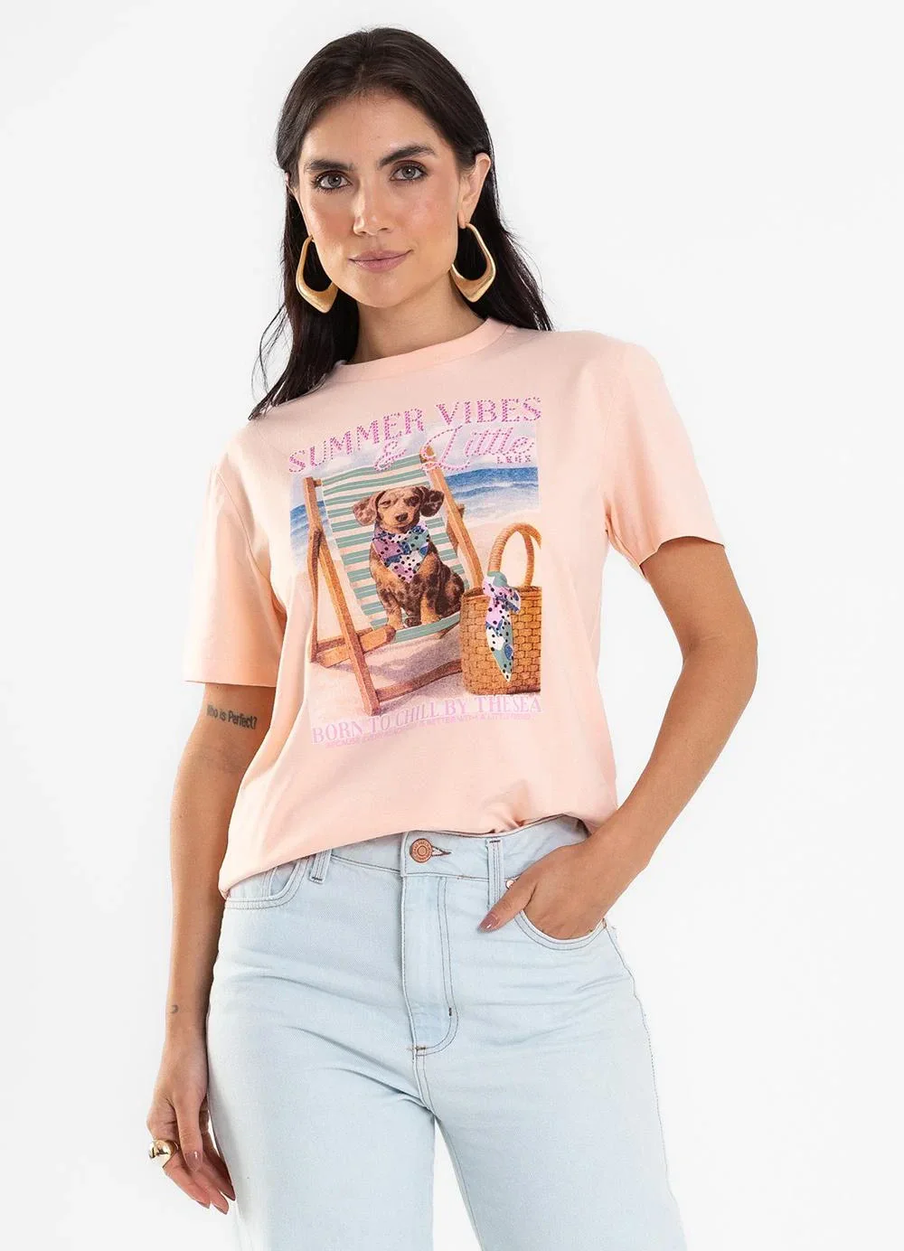 Rovitex - Camiseta Feminina com Estampa Cotton Rosa