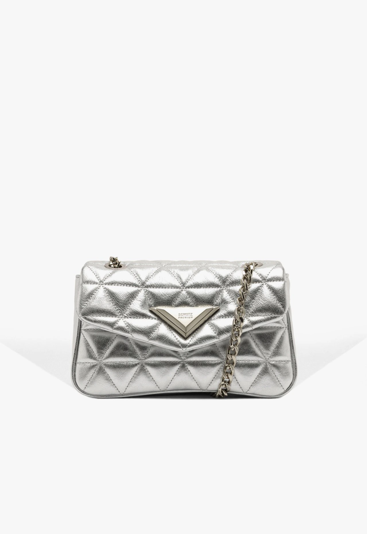 Bolsa Tiracolo Média 944 Couro Prata