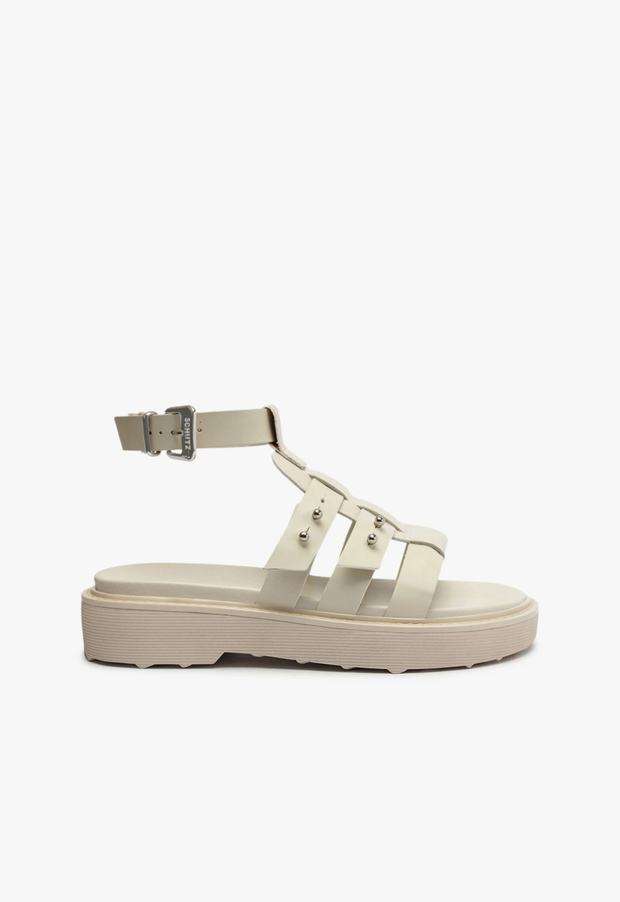 Papete Tiras Couro Off White