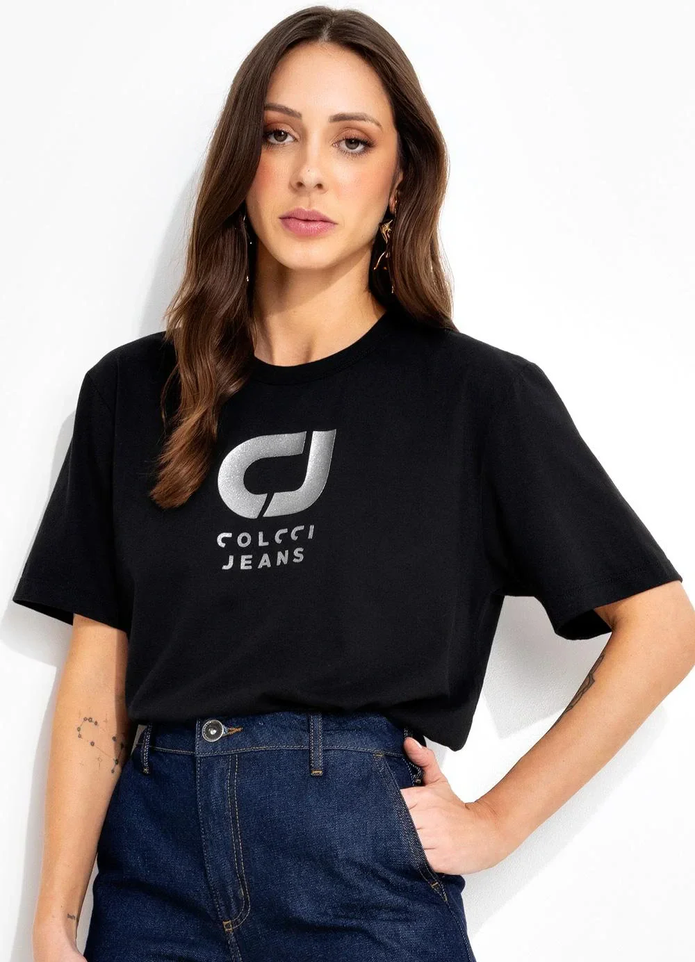 Colcci Jeans - Camiseta Cj Preto