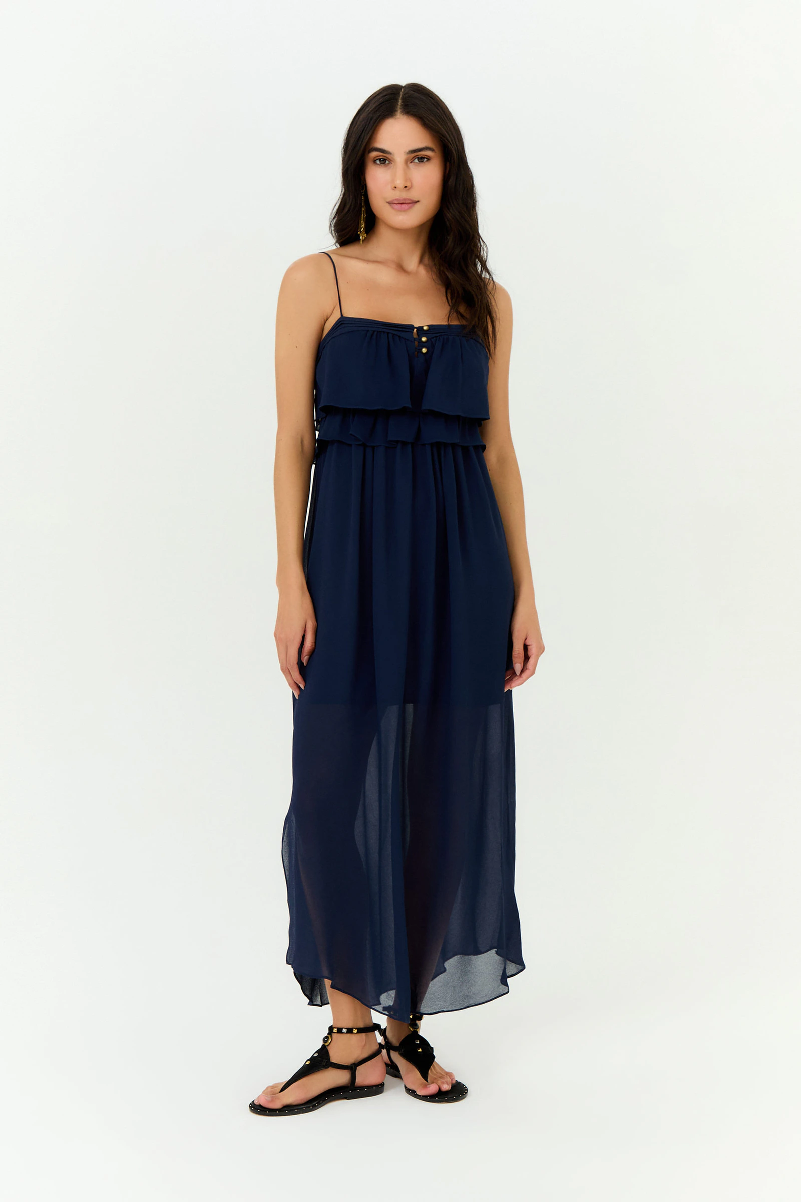 Vestido Midi Ggt Babado Duplo