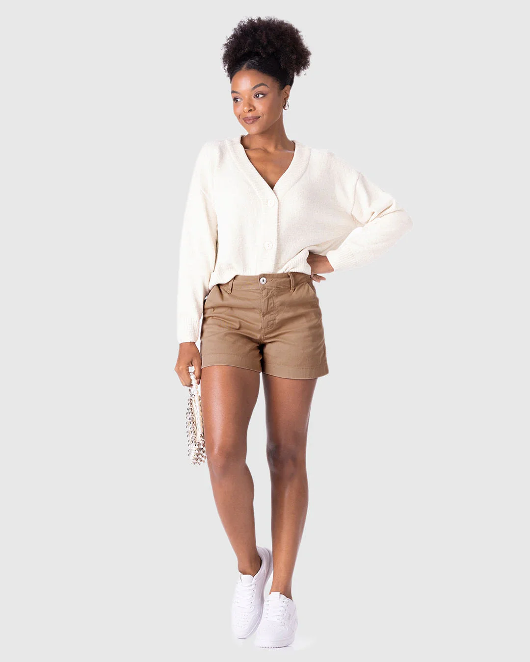 Shorts Alfaiataria Feminino Em Sarja Com Elastano