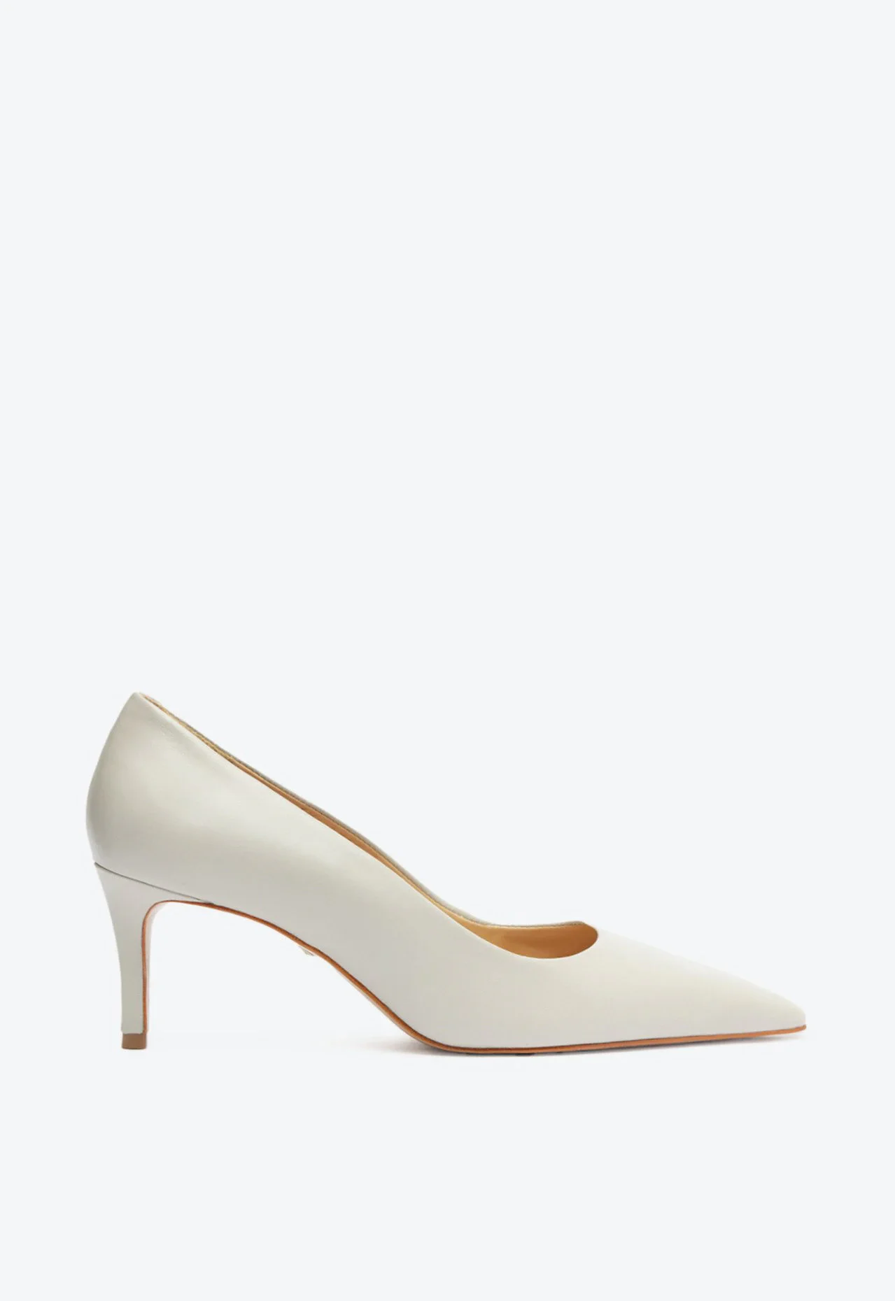 Scarpin Lena Low Bico Fino Couro Cinza