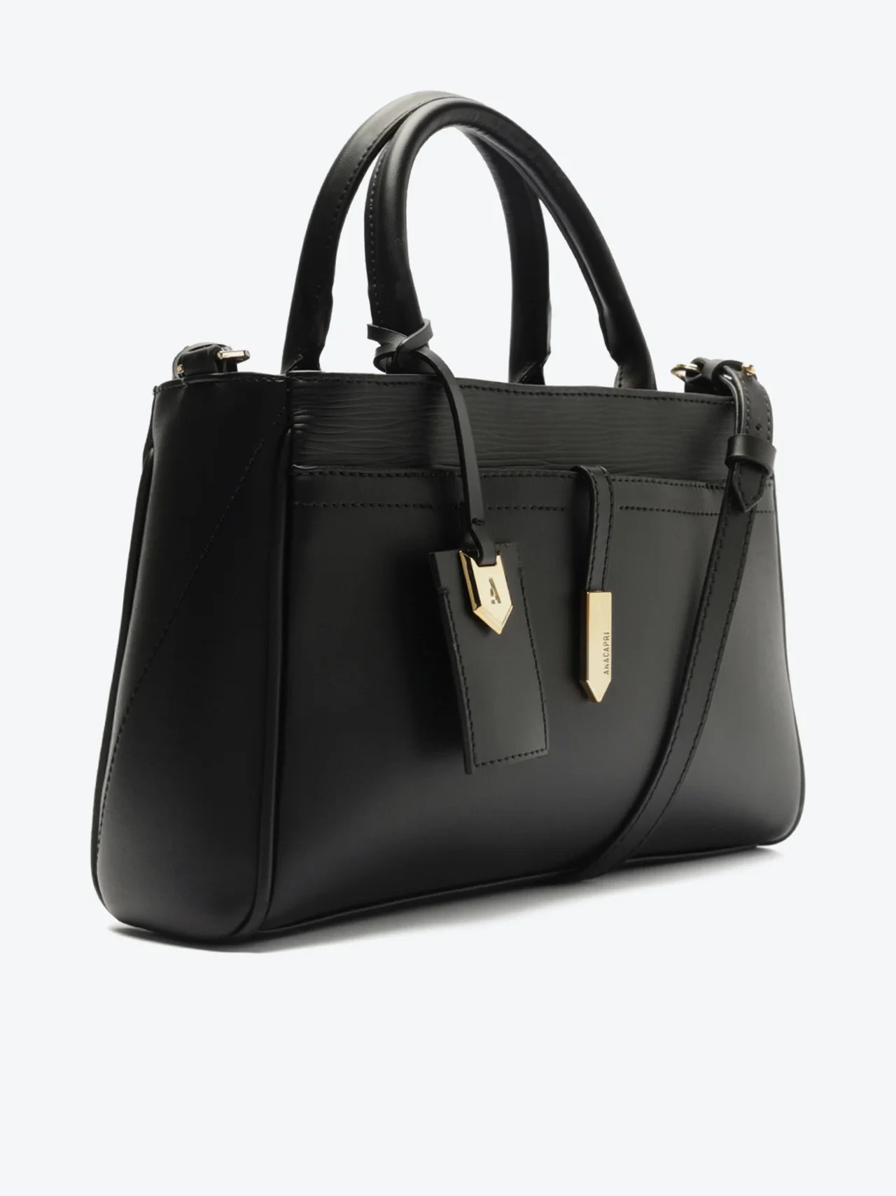 Bolsa Tote Grande Texturizada Metais Dourados Preta
