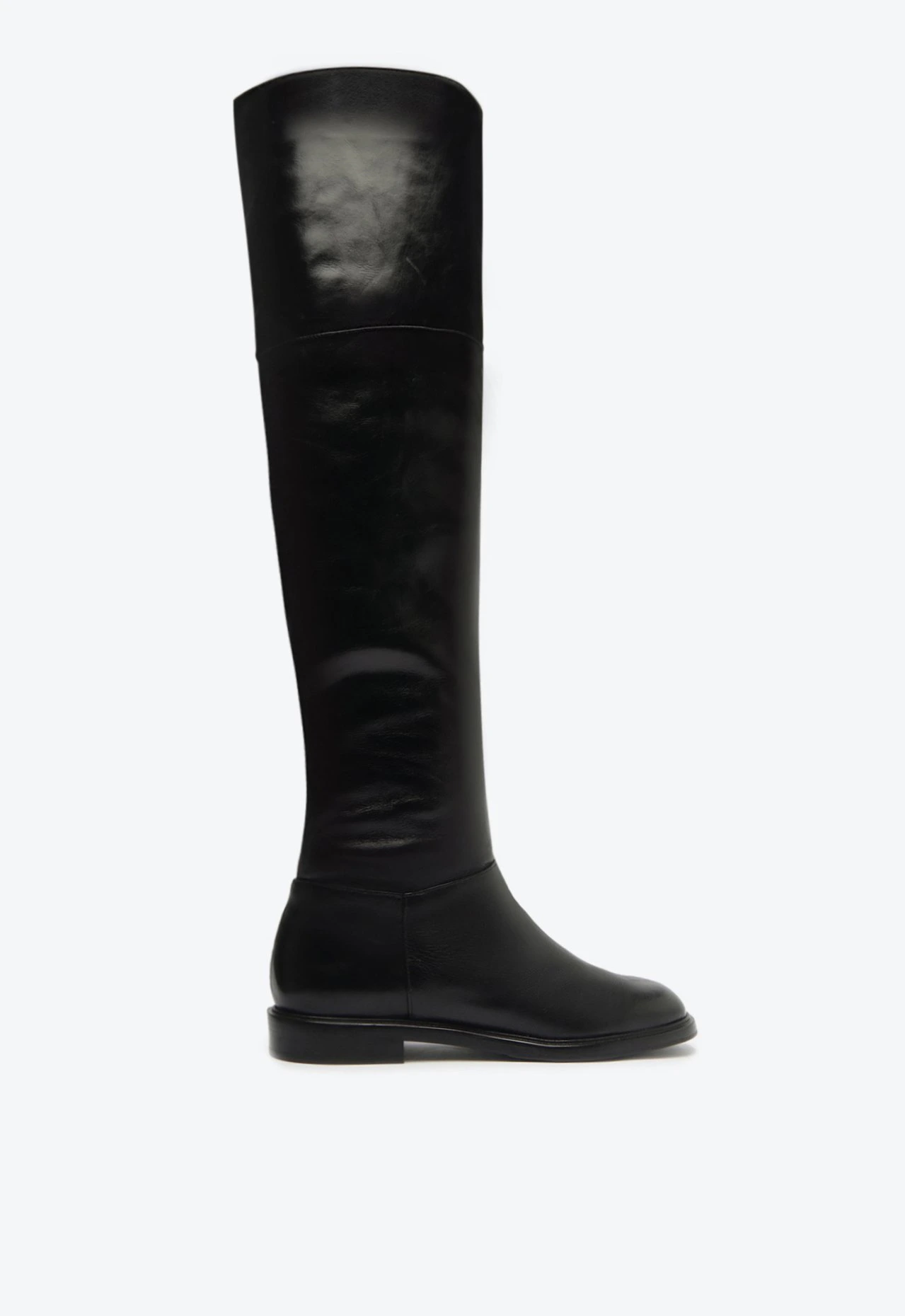 Bota Terrance Over the Knee Couro Preta