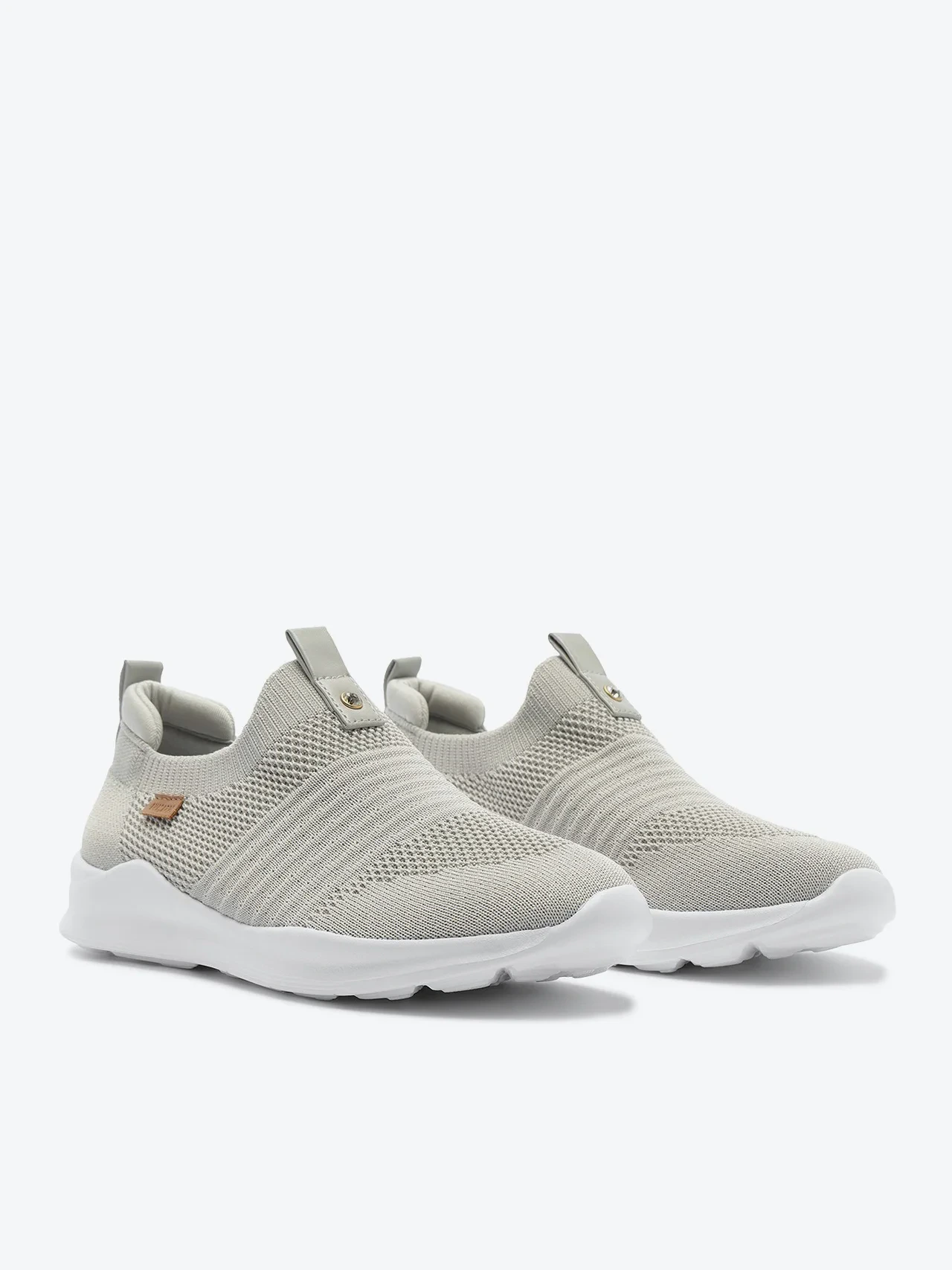 Tênis Slip On Streech Jogging Knit Cinza