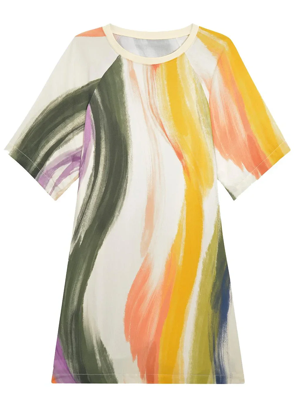 Enfim - Vestido Evasê Abstrato com Bolso Verde