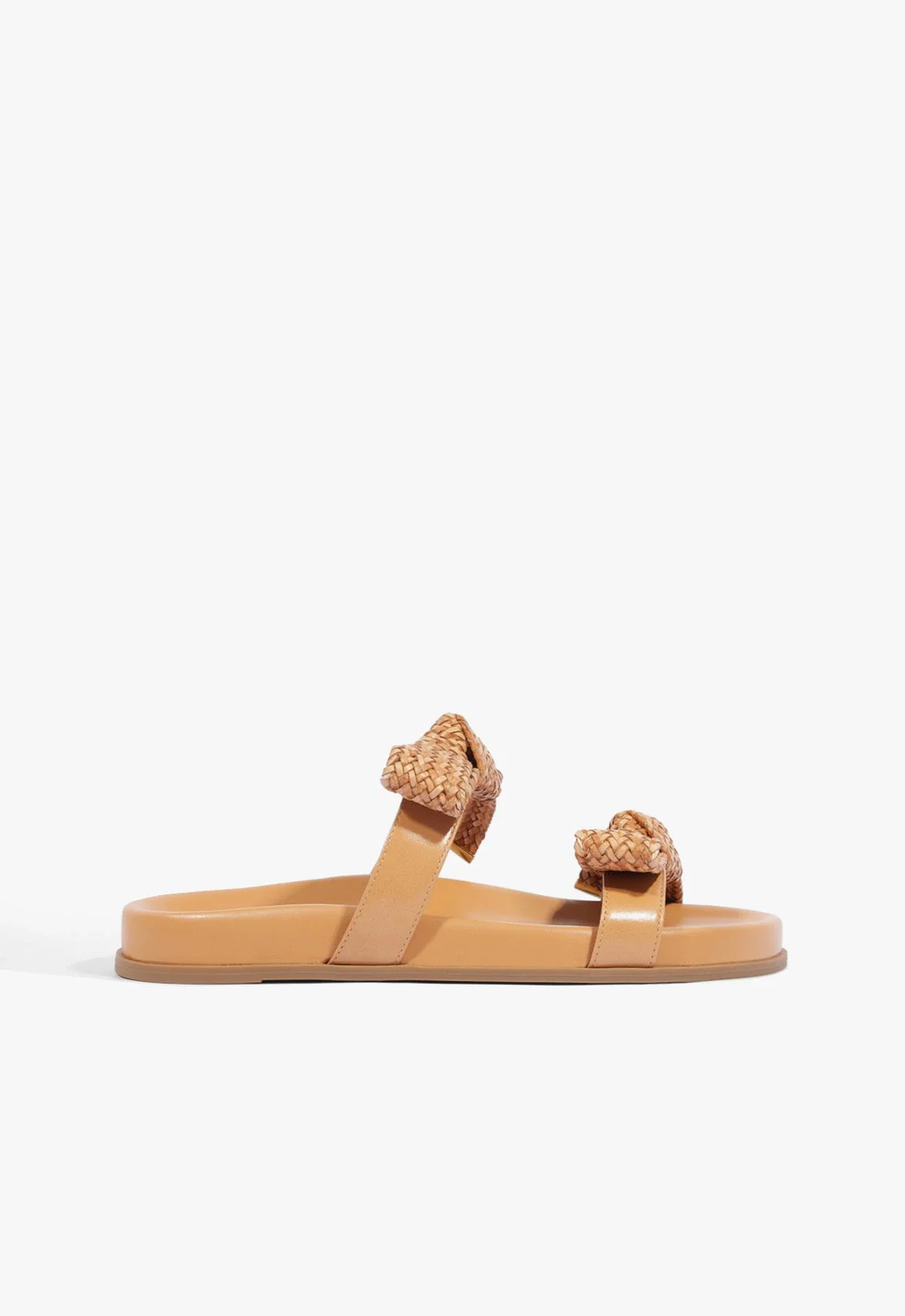 Papete Flatform Bico Redondo Laços Marrom Claro