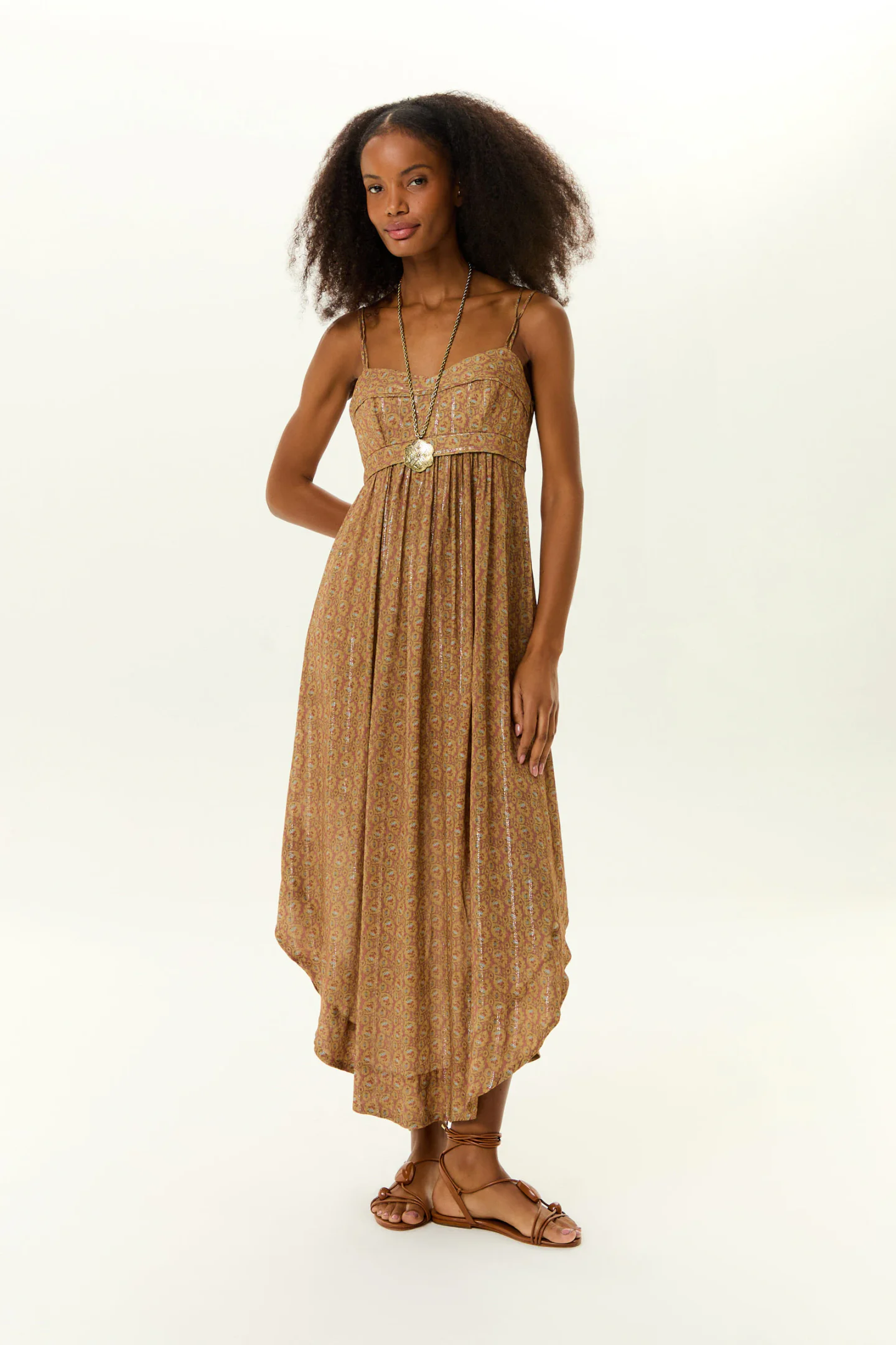 Vestido Midi Alca Estampa Leaf