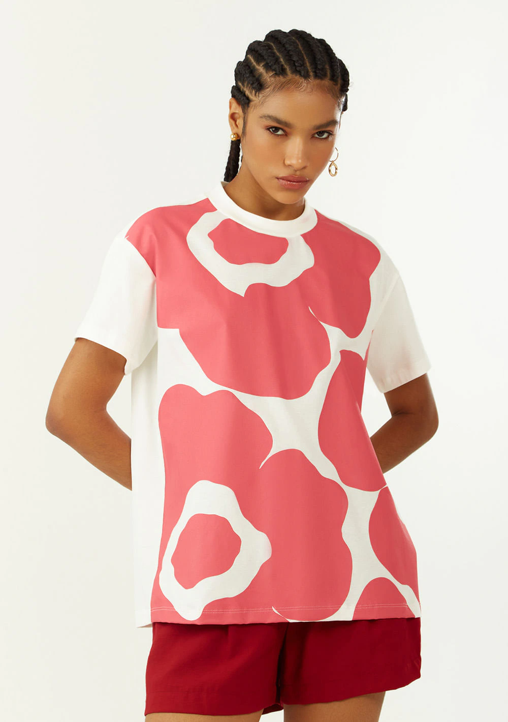 Camiseta Zinco Oversized Decote Careca Manga Curta Alongada Off White