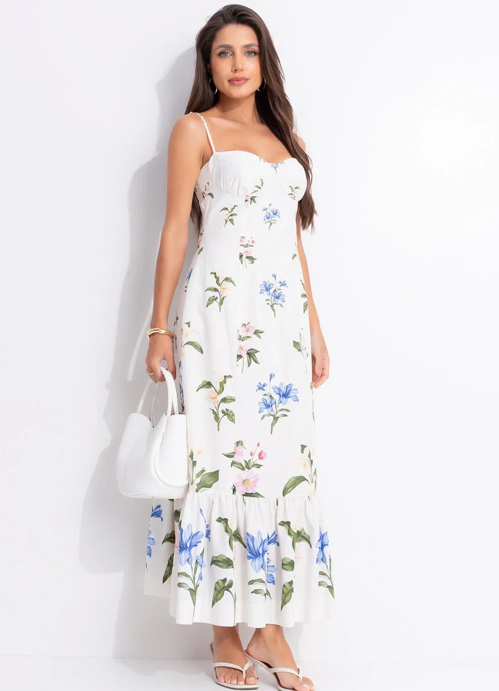 Farm - Vestido Aquaflora Off White