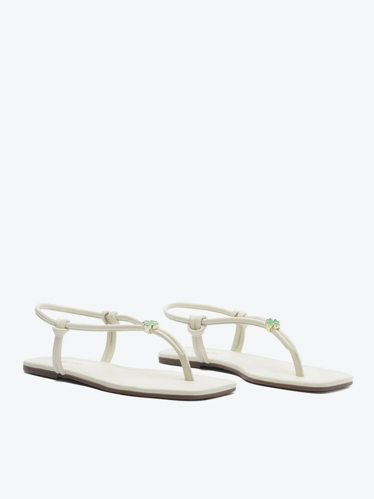 Sandália Rasteira Slim Pin Trevo Branca