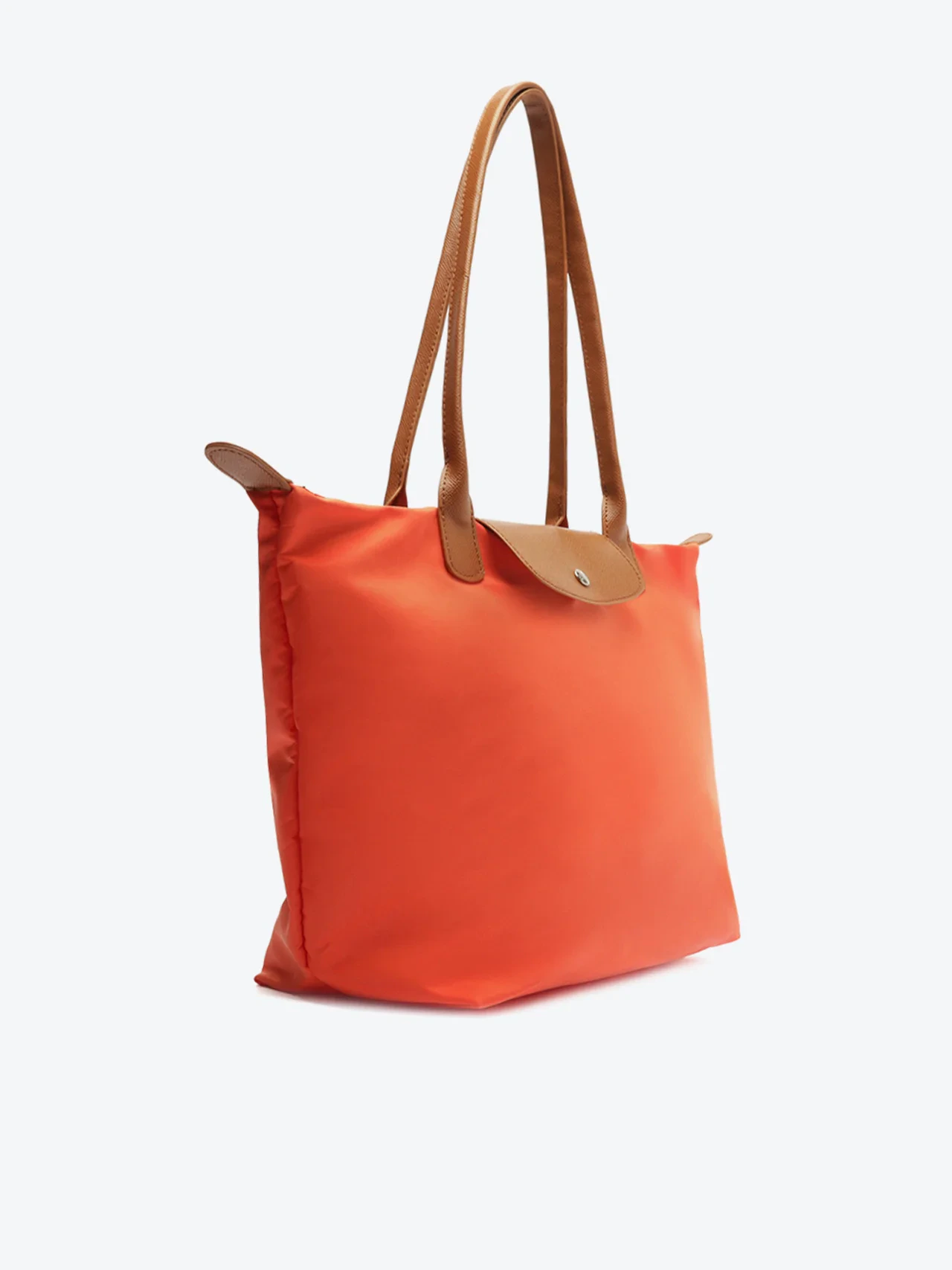 Bolsa Shopping Grande Nylon Botão Laranja