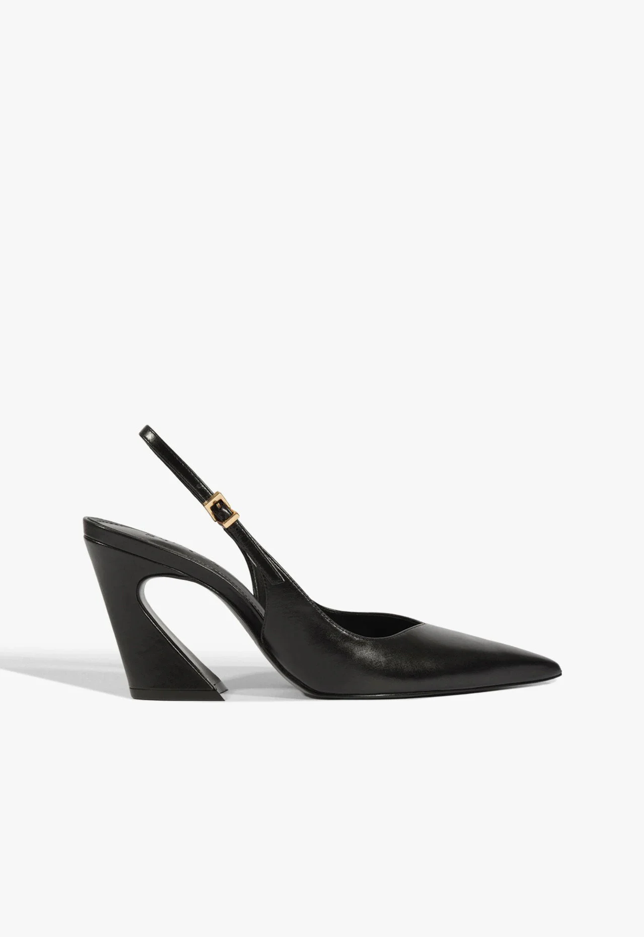 Scarpin Lexi Block Sling Salto Médio Couro Preta